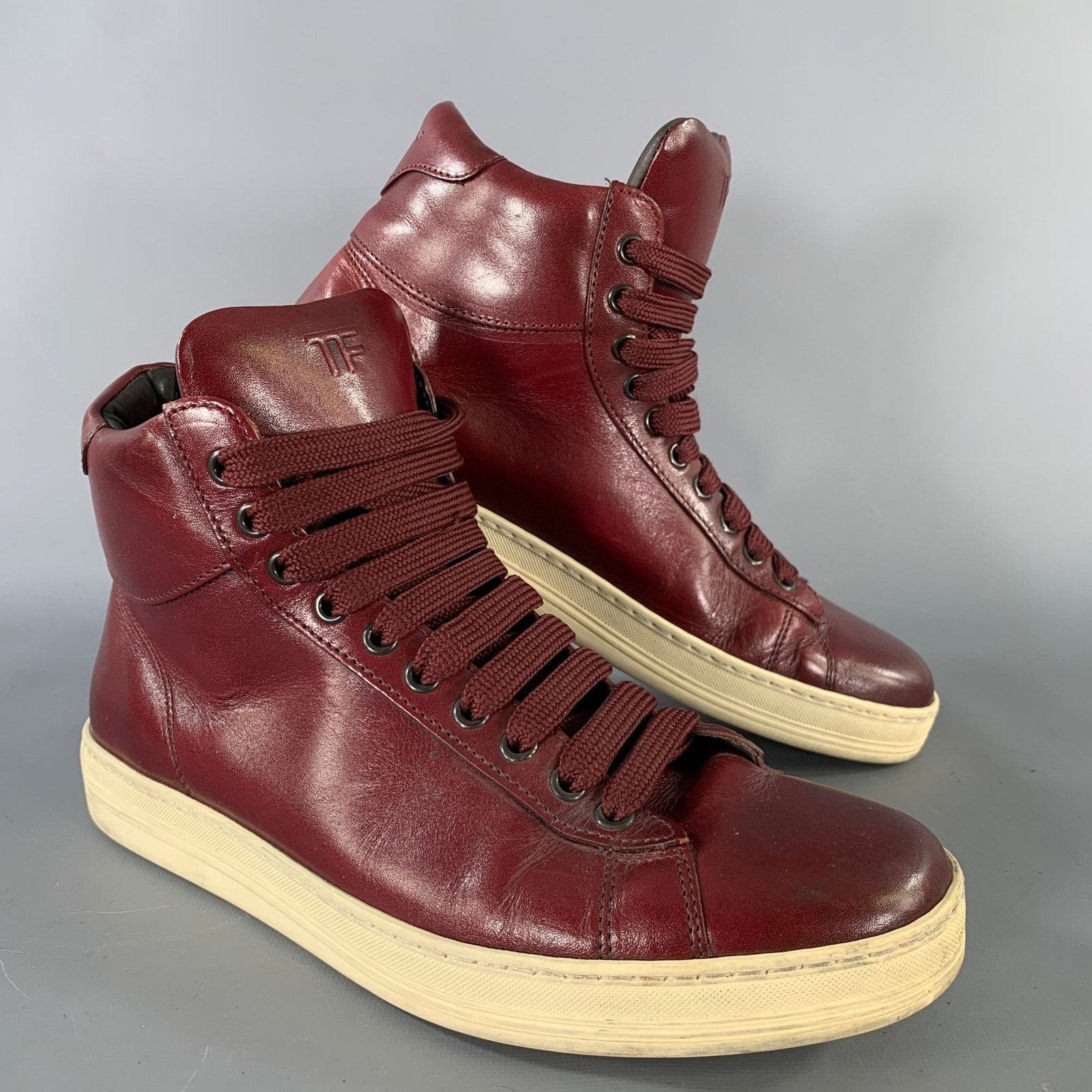 Tom Ford TOM FORD Size 8 Burgundy Leather High Top Lace Up Shoes Size US 8 / EU 41 - 1 Thumbnail