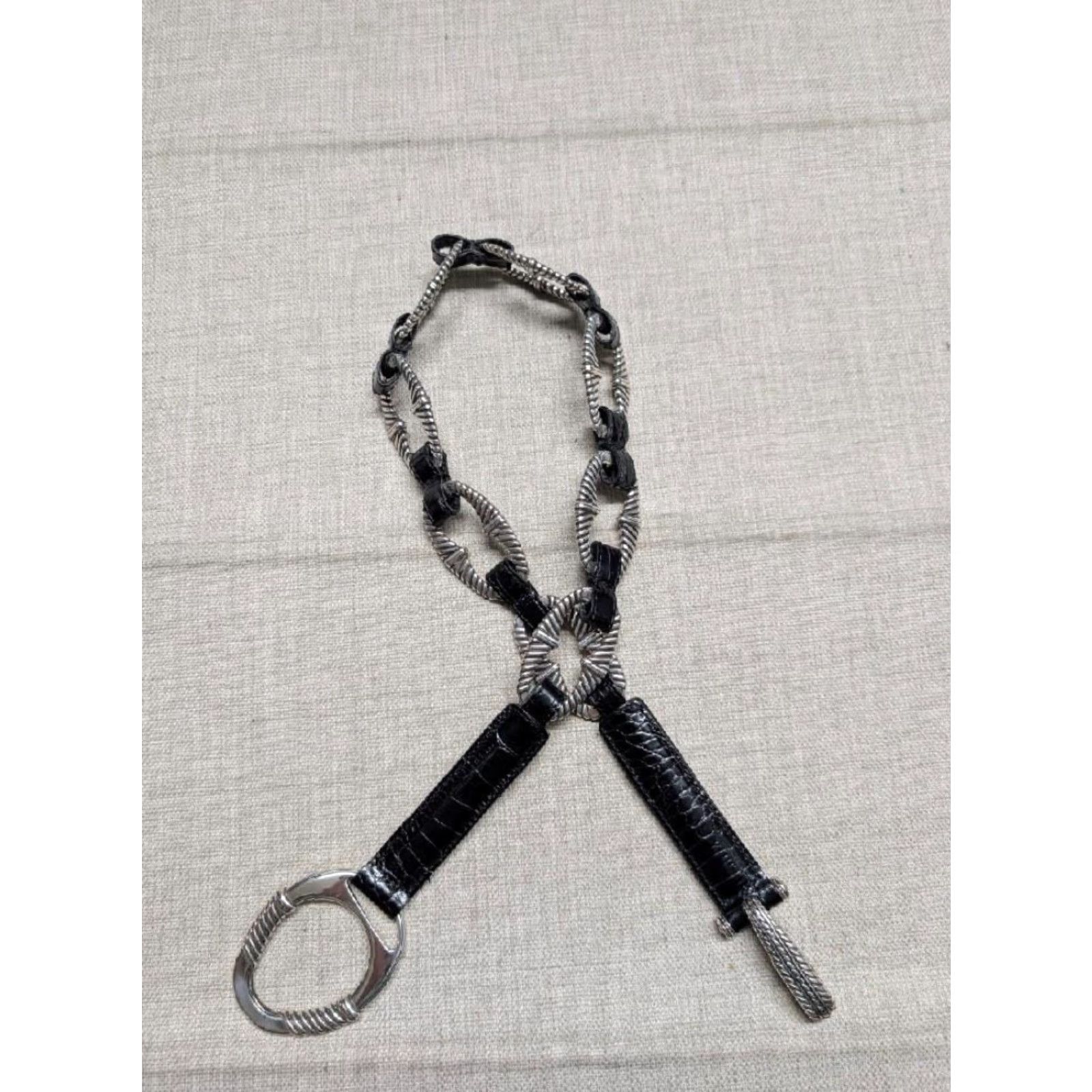 Brighton VINTAGE Brighton alligator embossed SOUTHWESTERN black leather 34 concho belt METAL Size ONE SIZE - 2 Thumbnail