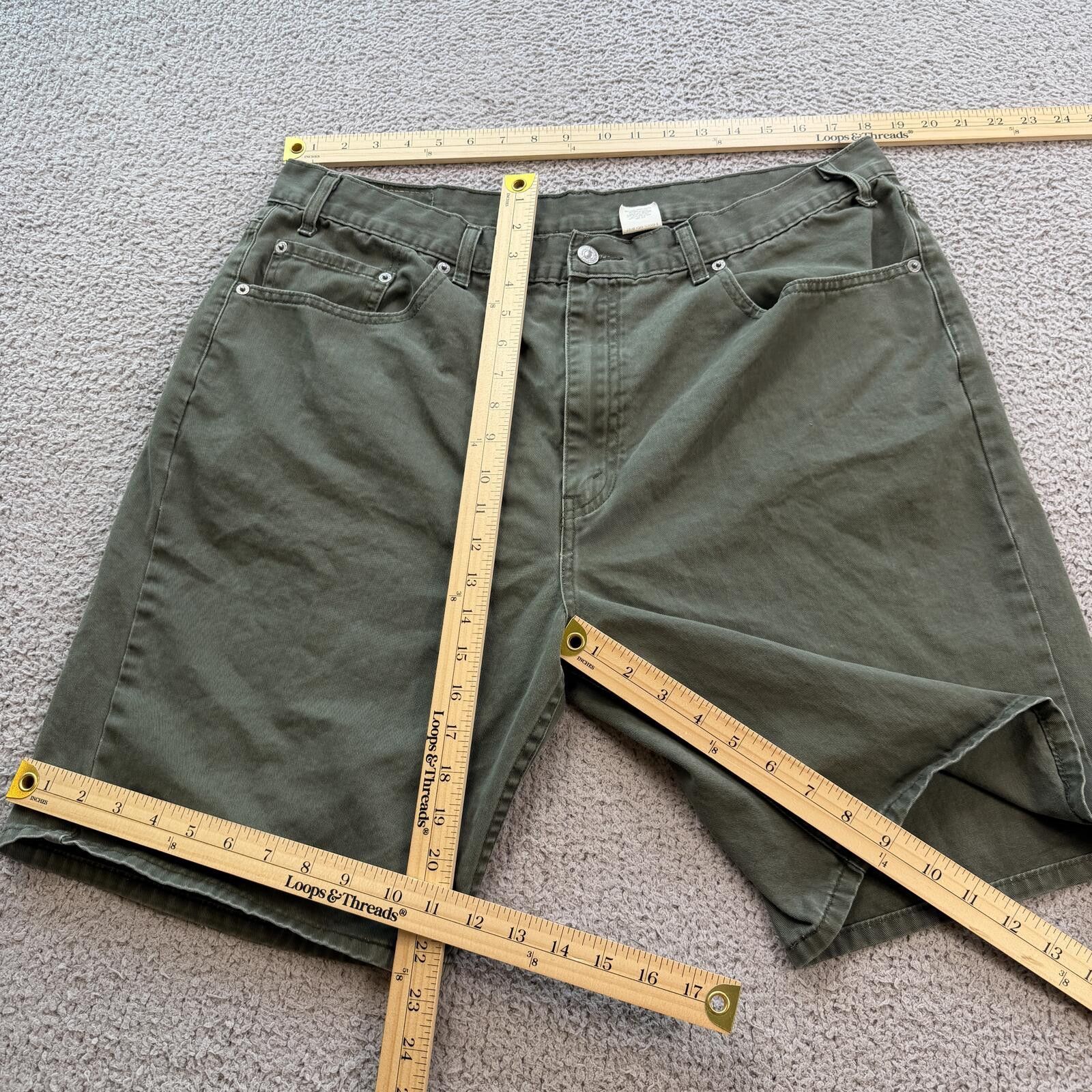 Levi's Levi’s 505 Olive Green Denim Shorts Mens W40 Baggy Skater Size US 40 / EU 56 - 3 Thumbnail