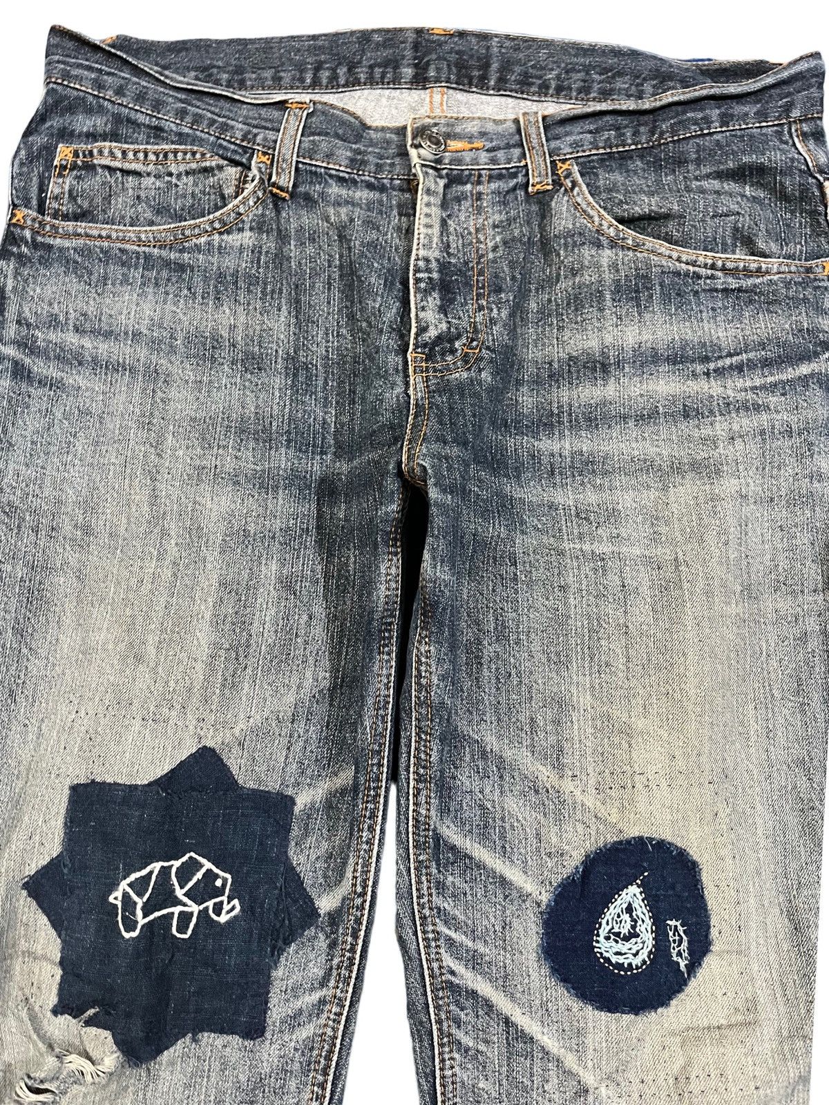 JNCO × Japanese Brand Vintage Japanese Brand Baggy Patches Faded Jeans Size US 35 - 2 Thumbnail