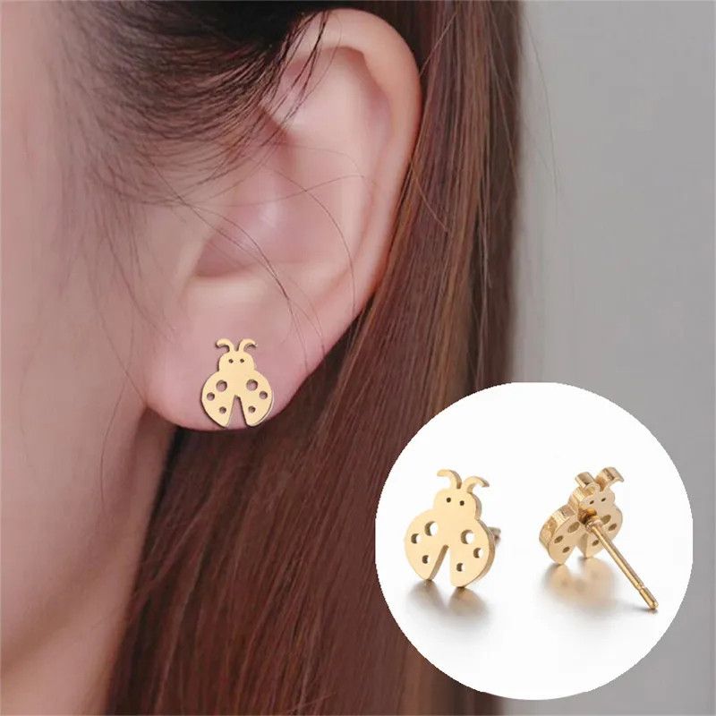 Jewelry Ladybird Mini Stud Earrings Charm Earring Gift Size ONE SIZE - 1 Preview