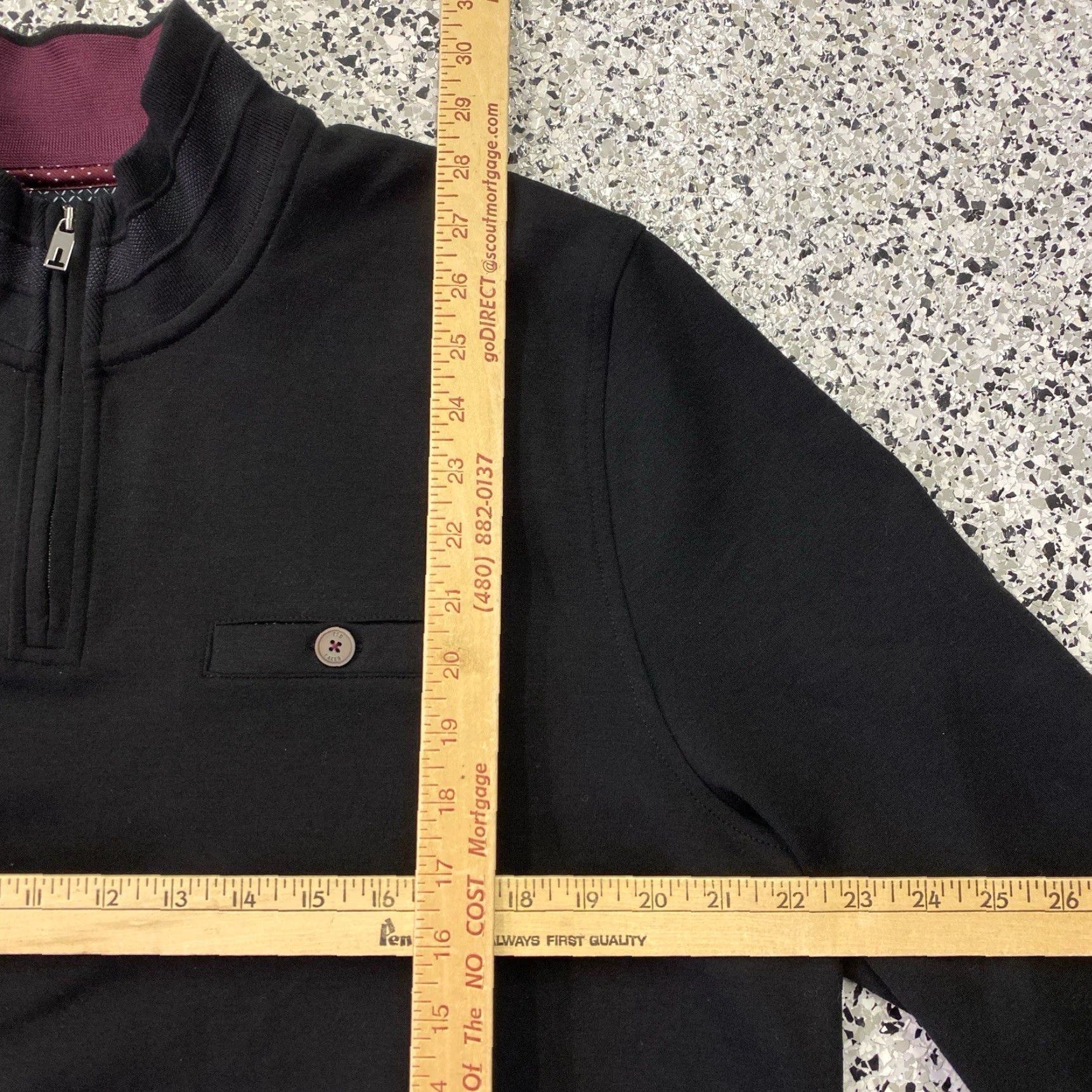 Ted Baker Ted Baker London Mens 6 Black Quarter Zip Long Sleeve Pullover Shirt Size US S / EU 44-46 / 1 - 2 Thumbnail