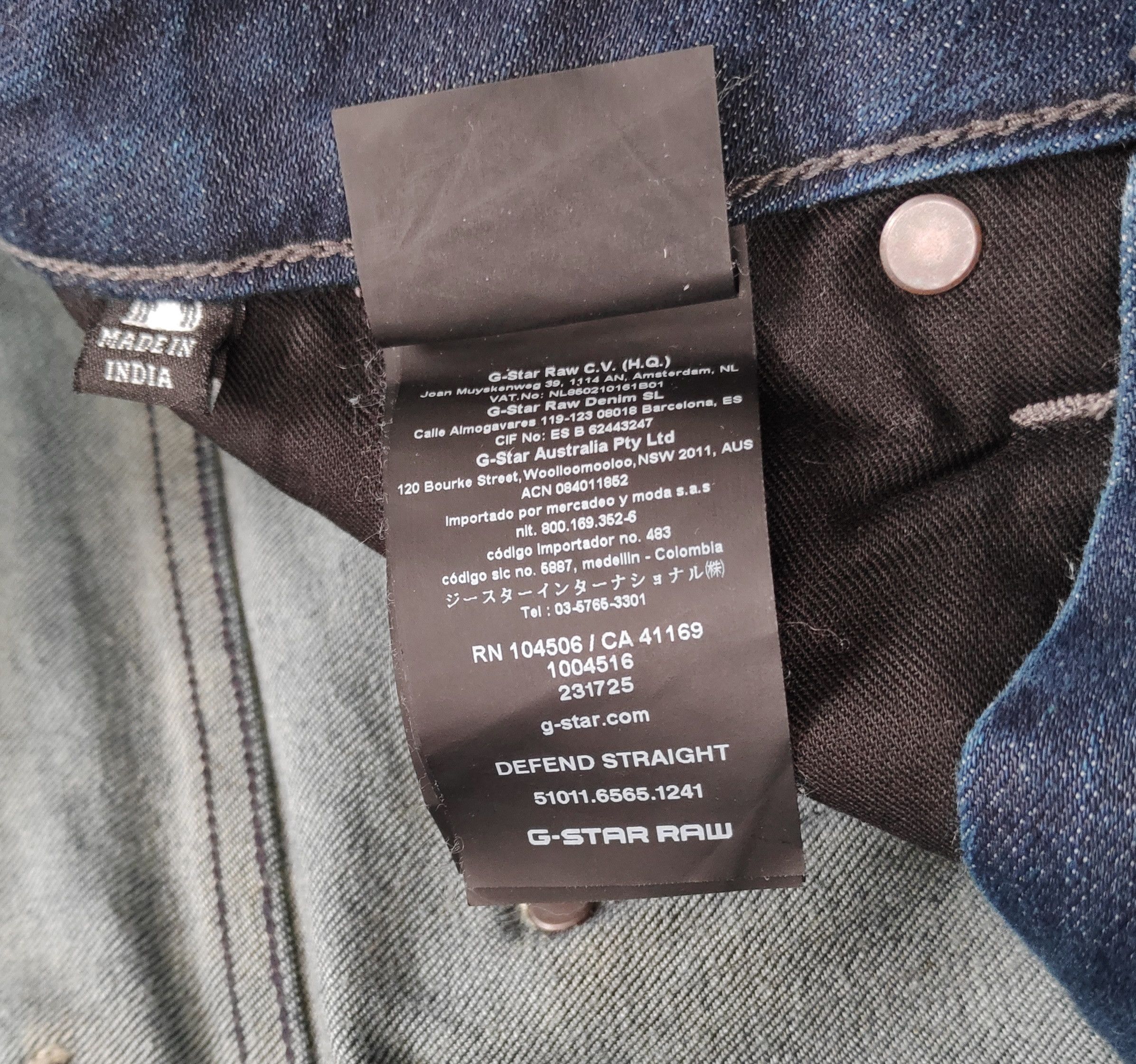 G-Star G-Star Raw Defend Straight Denim Jeans sz W33 L32 Size US 33 - 9 Thumbnail