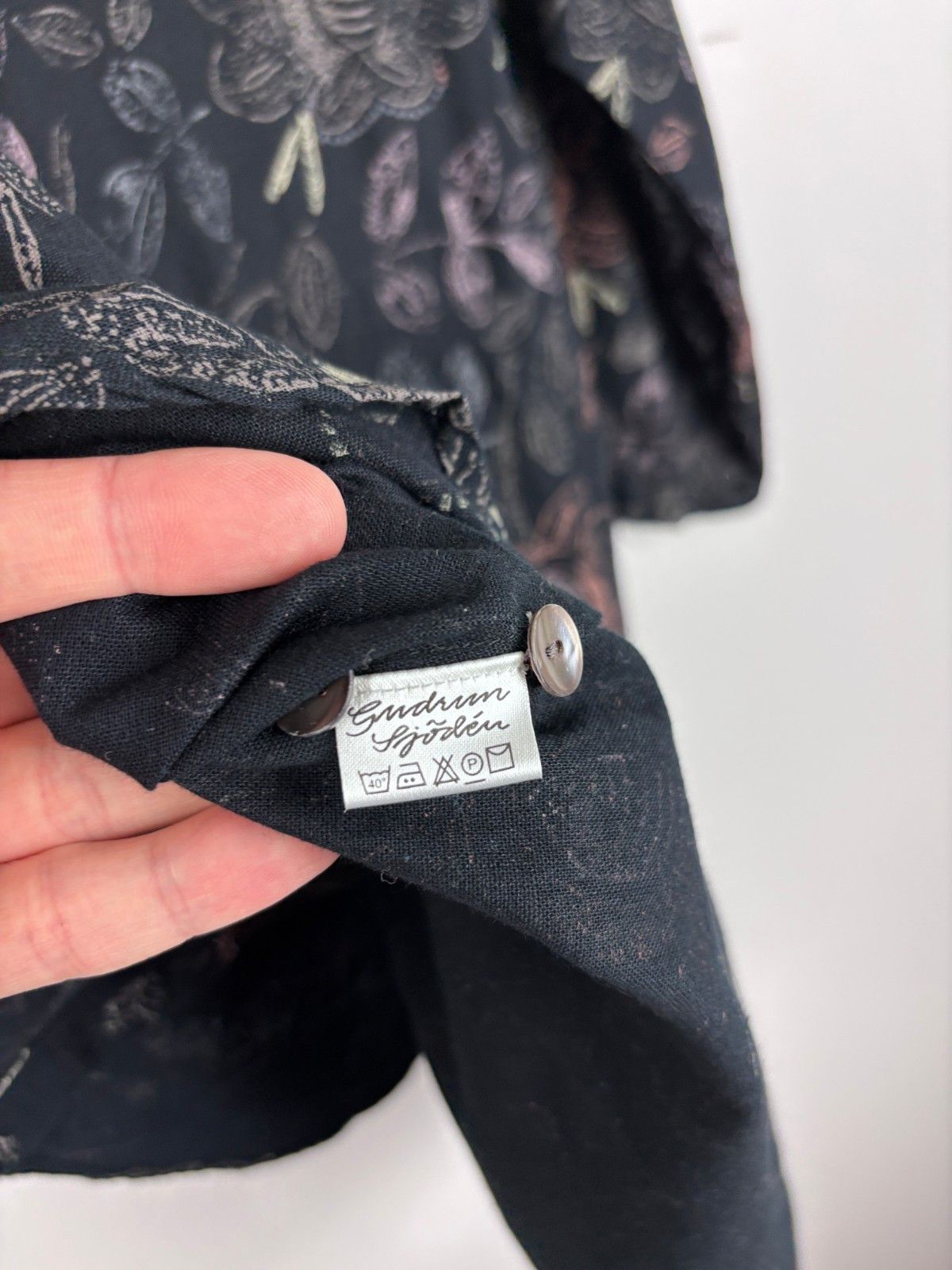 Gudrun Sjoden Gudrun Sjoden Floral Cotton Linen Black Dress Tunic Size M Size M / US 6-8 / IT 42-44 - 9 Thumbnail
