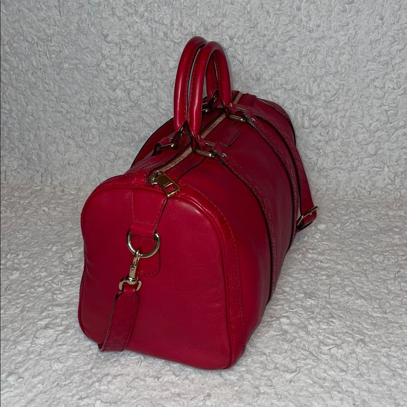Gucci Gucci Micro Guccissima Red Leather Boston Bag 247205 Size ONE SIZE - 4 Thumbnail