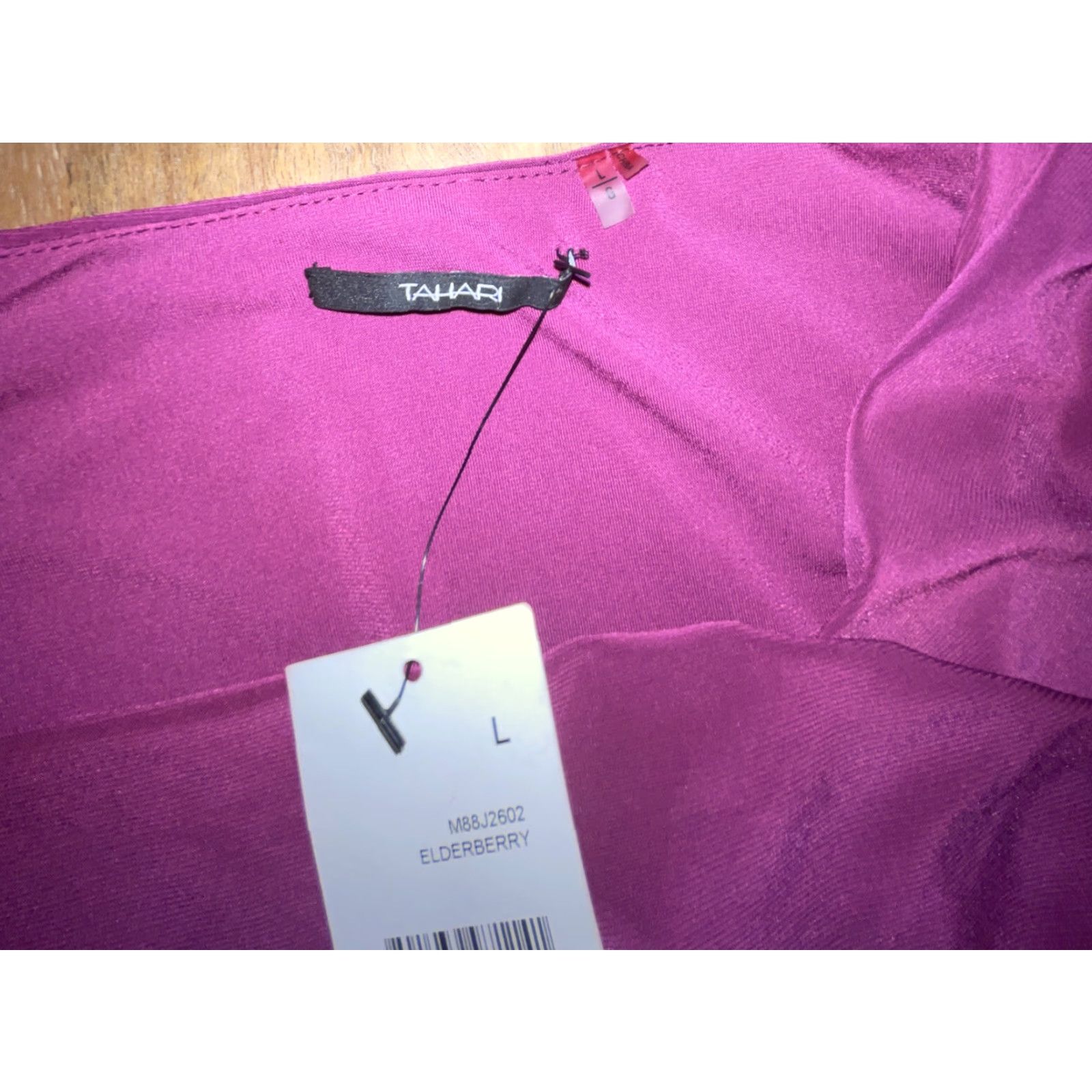 Vintage Tahari Women’s Maxi Dress 3/4 Sleeve Cocktail Round Neck Pink Lace Sheath Knee-Length NWT Tahari Elegant Elderberry Dark Pink Size L / US 10 / IT 46 - 4 Thumbnail