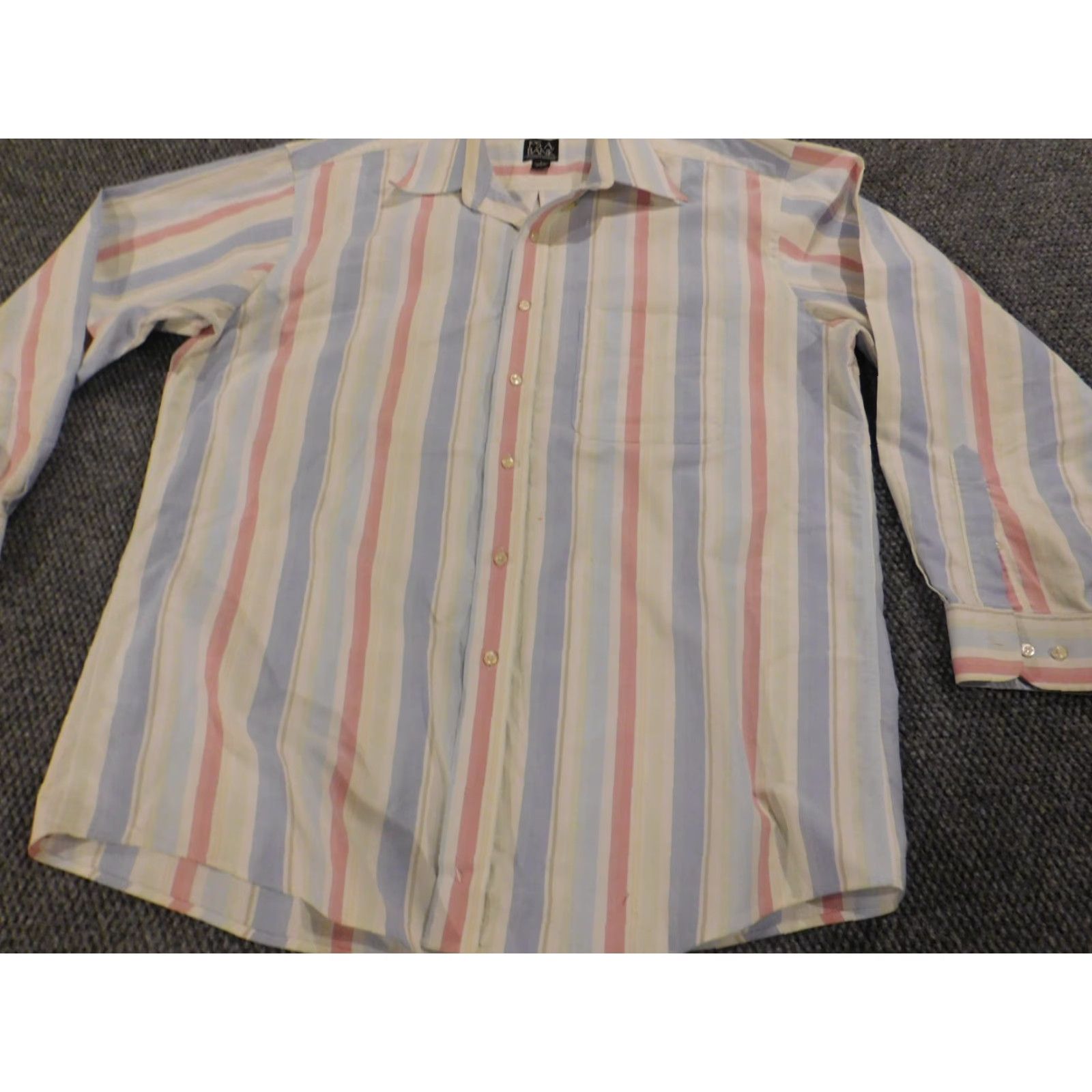Jos. A. Bank Jos. A. Bank Mens Shirt Large blue striped traveler's Collection Button-Down Shirt Regular Knit Cotton Long Sleeve Multicolor Pocketed Button-Up Mens Size US L / EU 52-54 / 3 - 7 Thumbnail