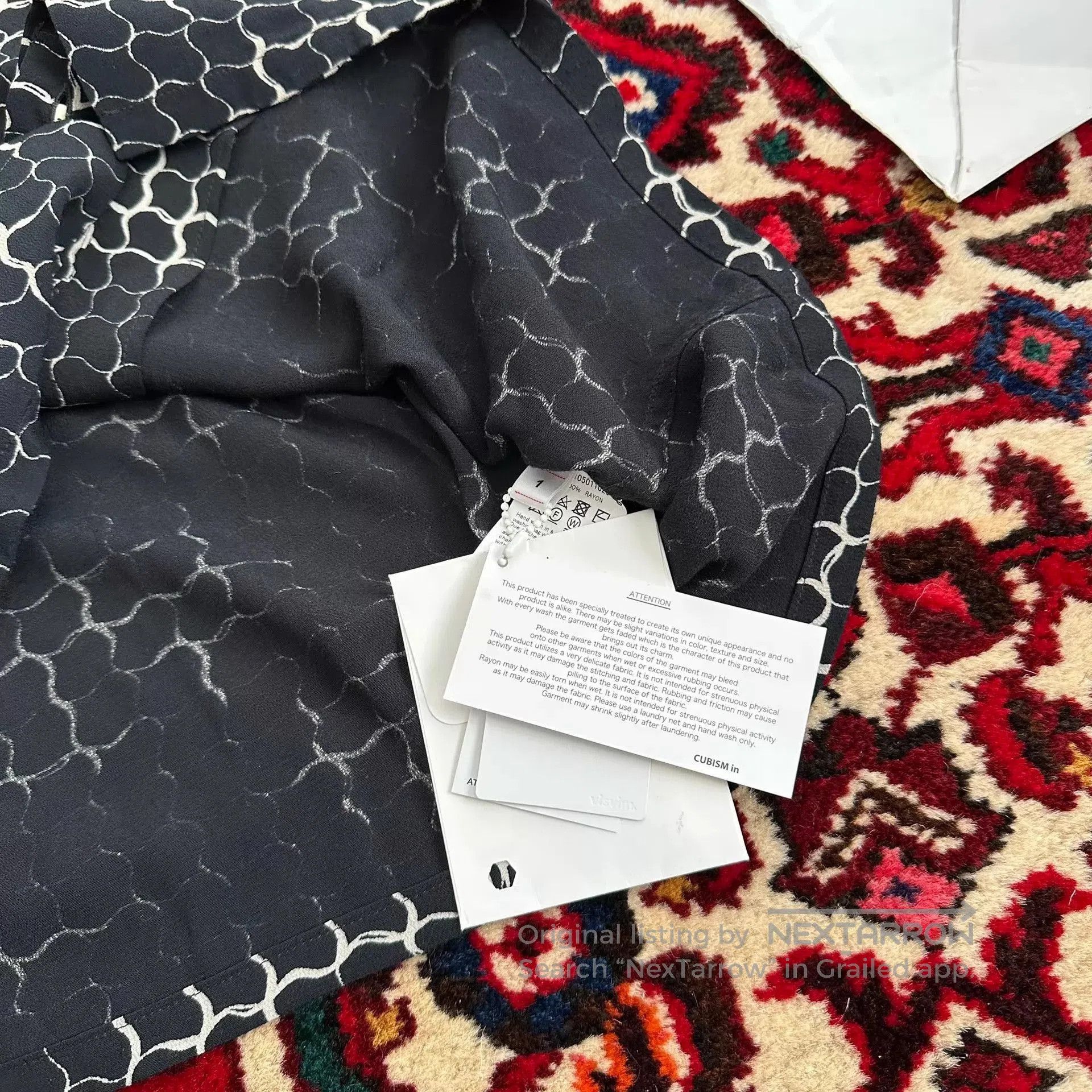 Visvim Black Patterned Short Sleeve Button-Up Shirt. Size US S / EU 44-46 / 1 - 6 Thumbnail