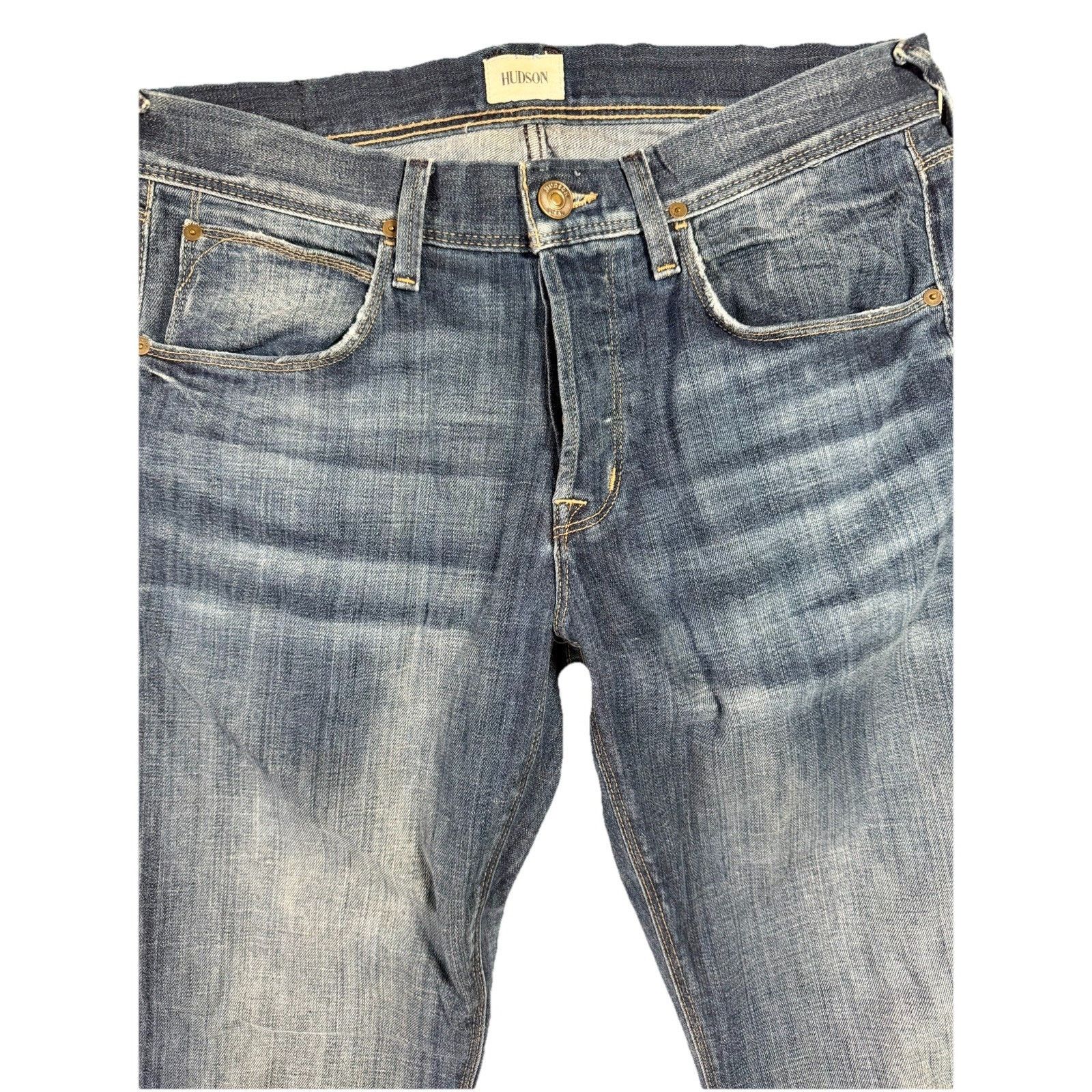 Hudson Hudson Men's Straight Jeans 32X31 Dark Blue Wash Button Fly Size US 32 / EU 48 - 2 Thumbnail