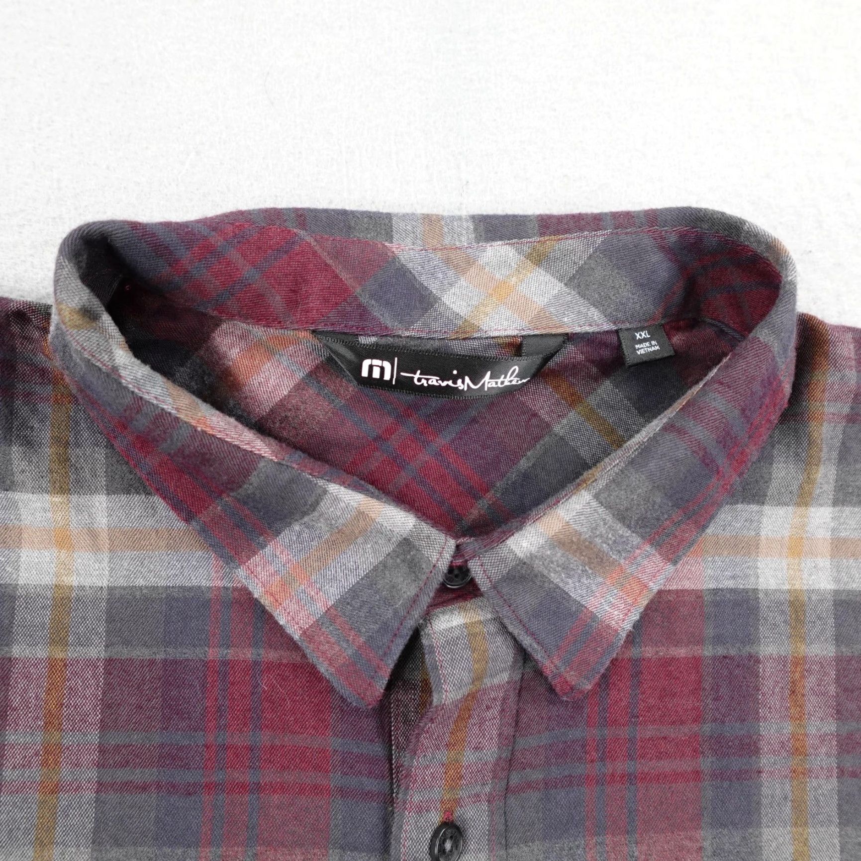 TravisMathew Travis Mathew Shirt Mens 2XL Red Gray Plaid Flannel Button Down Long Sleeve Golf Shirt Size US XXL / EU 58 / 5 - 2 Thumbnail