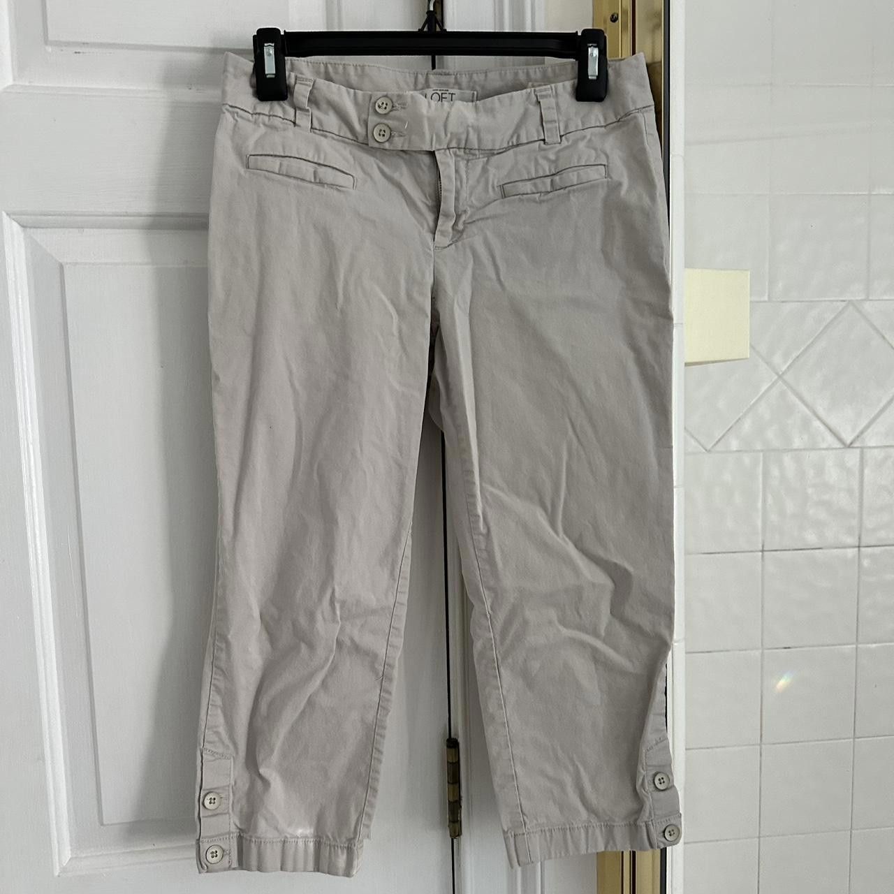 Designer LOFT Petite Women's Grey and Cream Trousers Size 26" / US 2 / IT 38 - 1 Thumbnail