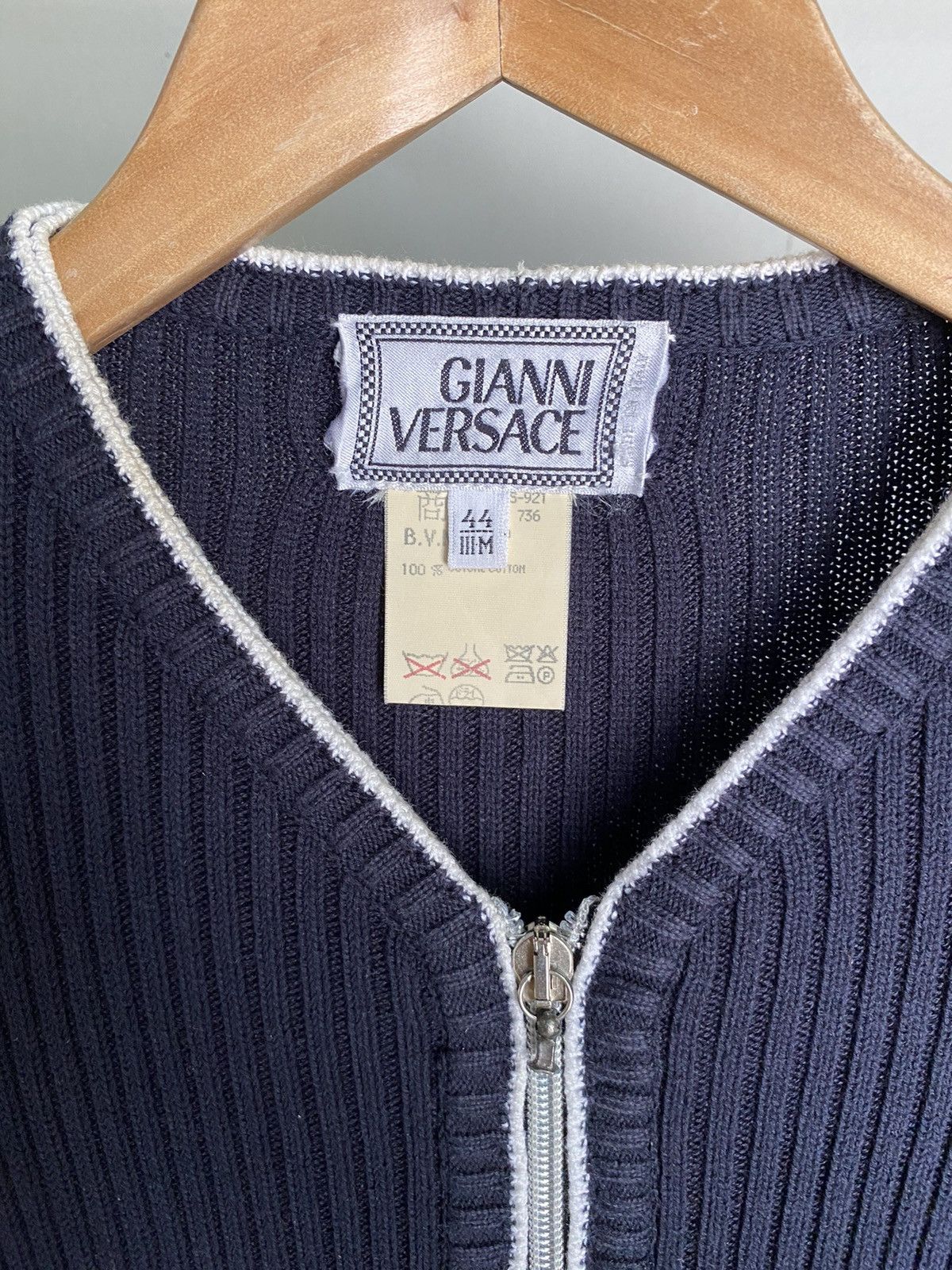 Versace GIANNI VERSACE Black Zip-Up Knit Cardigan Size M / US 6-8 / IT 42-44 - 3 Thumbnail