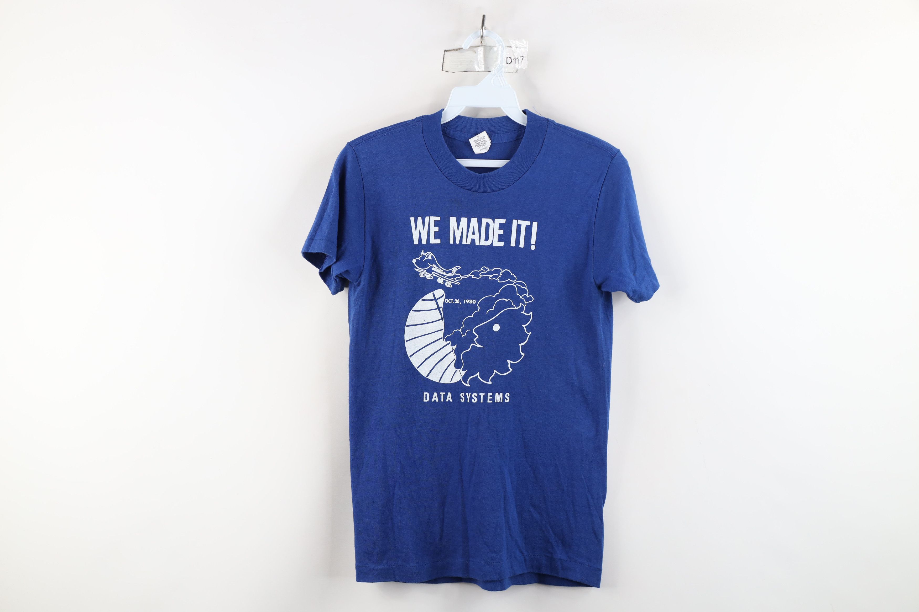 Vintage Vintage 80s Pan Am Airlines Data Systems T-Shirt Blue USA Size S / US 4 / IT 40 - 1 Thumbnail