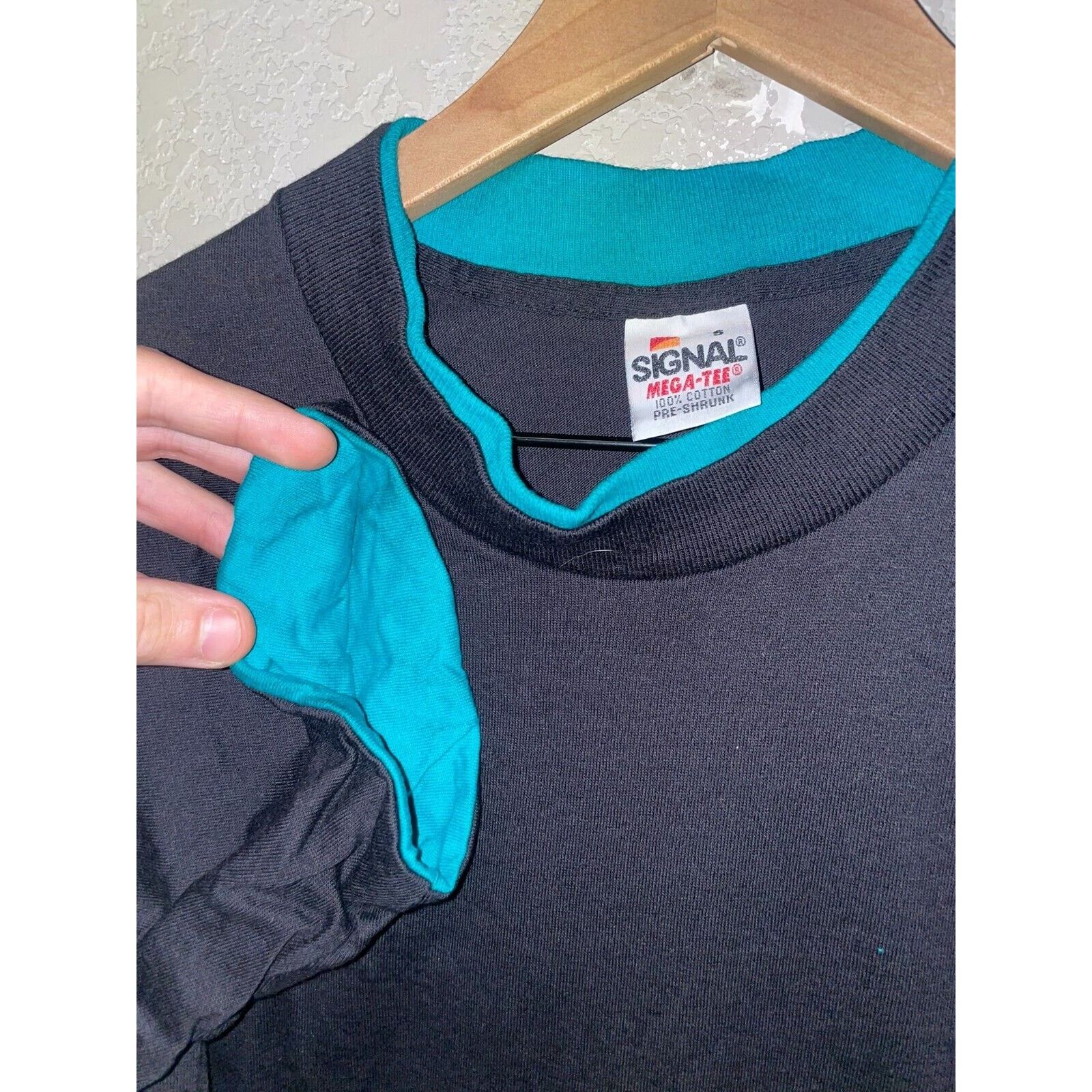 Signal Sport Vintage Black Blank Shirt Teal Double Sleeved Tee VTG 90s M Size US M / EU 48-50 / 2 - 6 Thumbnail