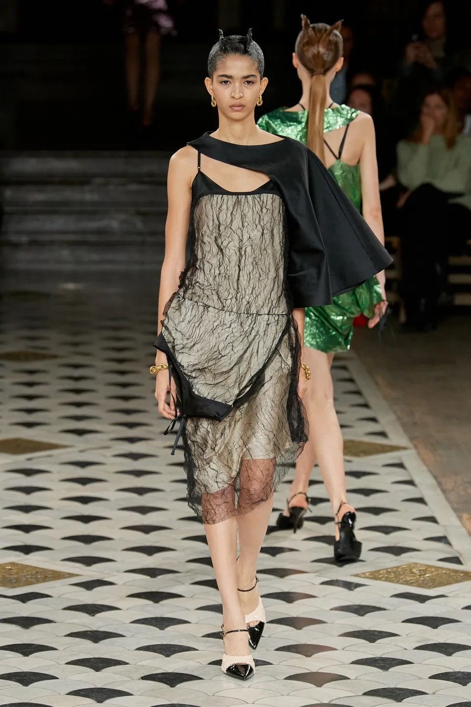 Undercover $3600 2023 Runway Silk Vertical Flip Lace Dress Size S / US 4 / IT 40 - 1 Thumbnail