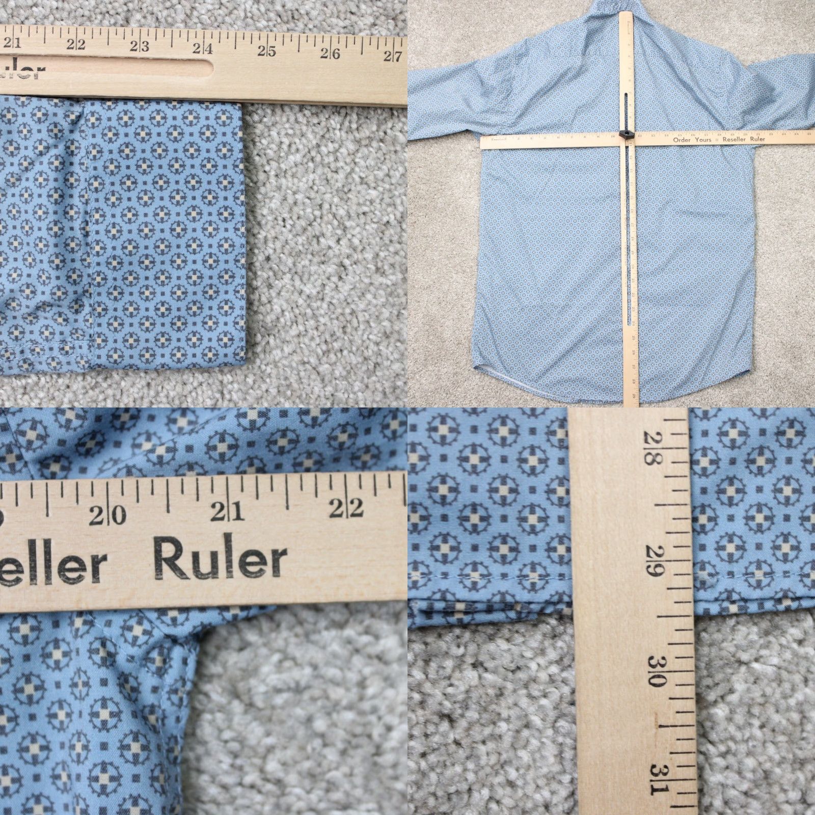 Lucky Brand Lucky Brand Shirt Mens Medium Blue Geometric Slim Fit Button-Up Long Sleeve Shirt Size US M / EU 48-50 / 2 - 8 Thumbnail