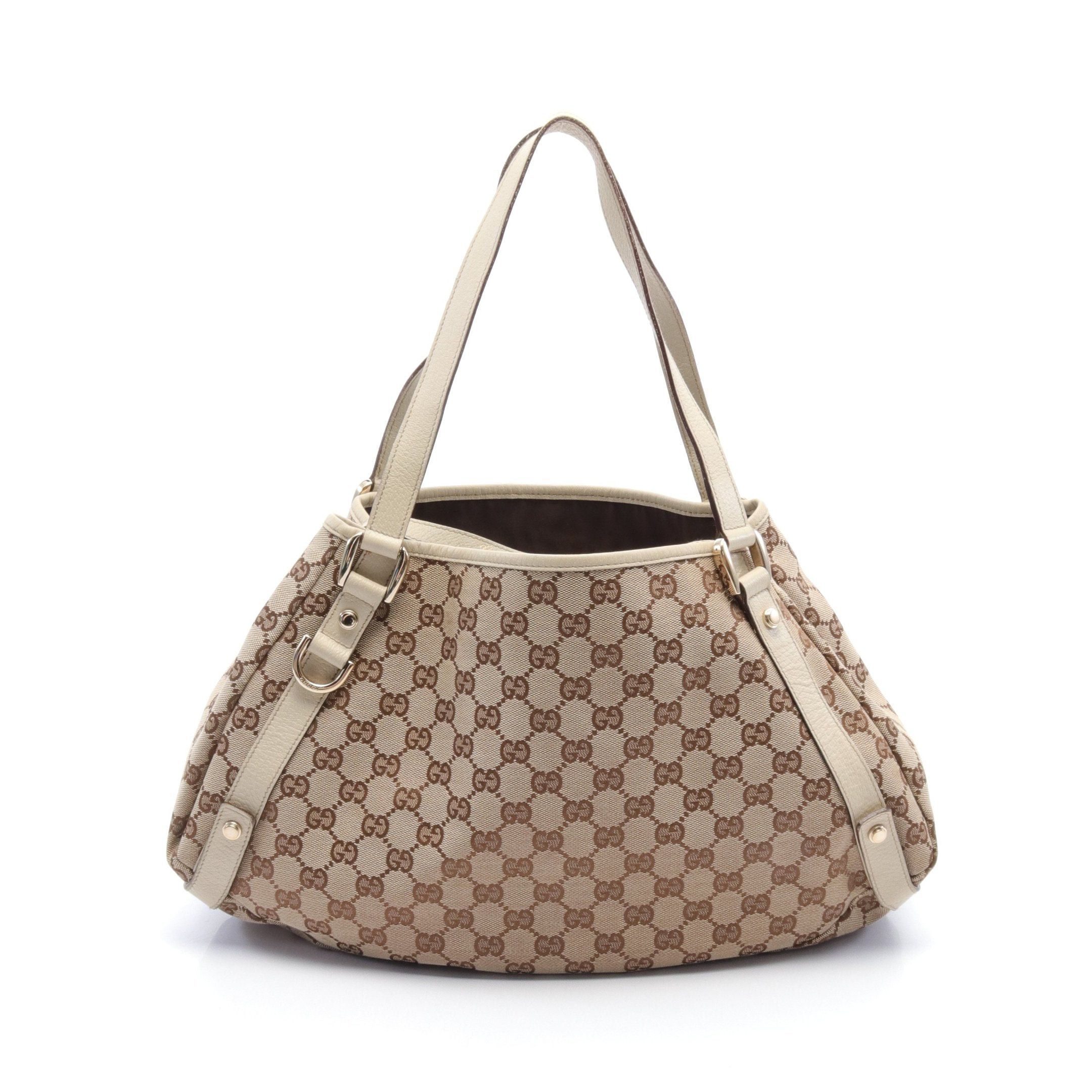 image of Gucci Abby GG Canvas Shoulder Bag Canvas Leather Beige Ivory, Women's