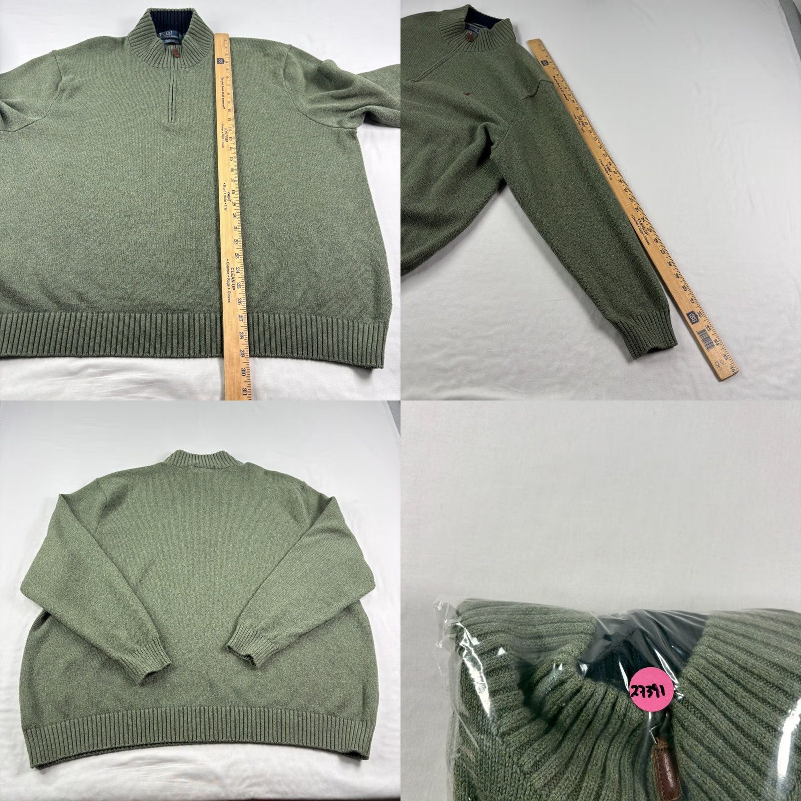 Polo Ralph Lauren Polo Ralph Lauren 1/4 Zip Sweater Mens 4XB Big Green Cotton Pullover Logo Mock Neck Long Sleeve Big & Tall Mens Sweater Size US XXL / EU 58 / 5 - 8 Thumbnail