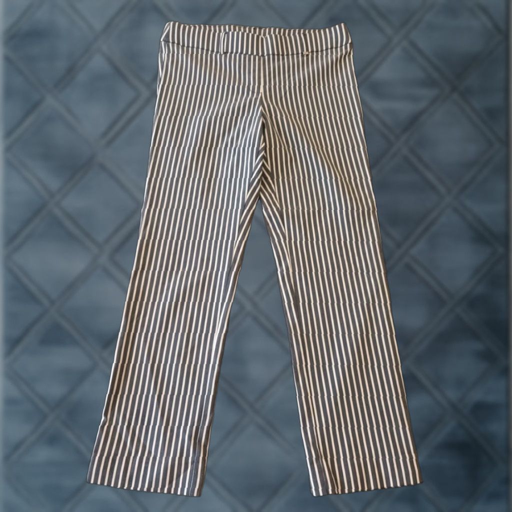 Vintage Rafaella Pants Womens Size 12 Gray Striped Skinny Stretch Pull On Ankle 32x27 Size 34" / US 12 / IT 48 - 1 Thumbnail