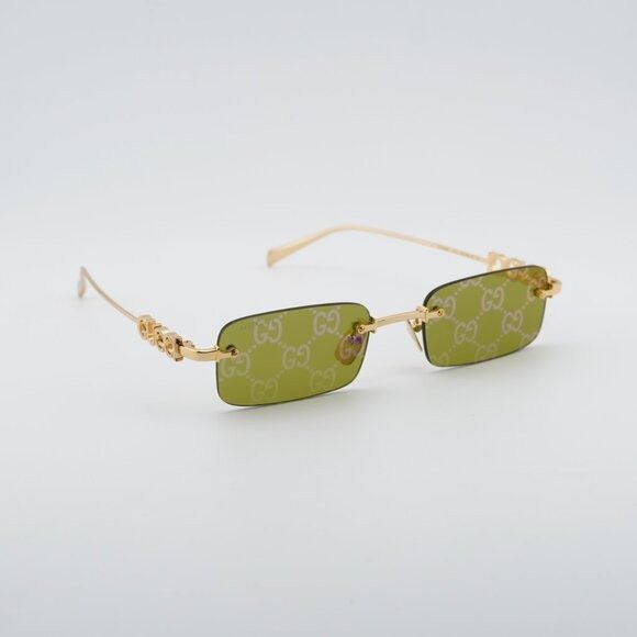 Gucci Gucci GG1808S 002 Sunglasses Gold Rectangle Frame, Green Size ONE SIZE - 4 Thumbnail
