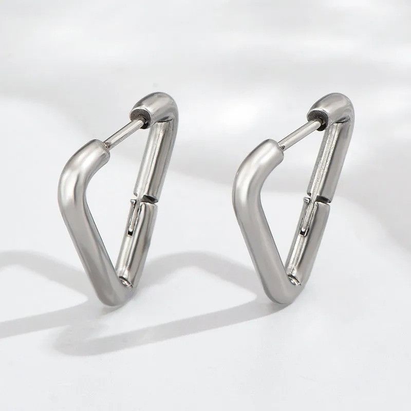 Jewelry 1 Pair Hip-hop Triangle Stainless Steel Earring Size ONE SIZE - 1 Preview