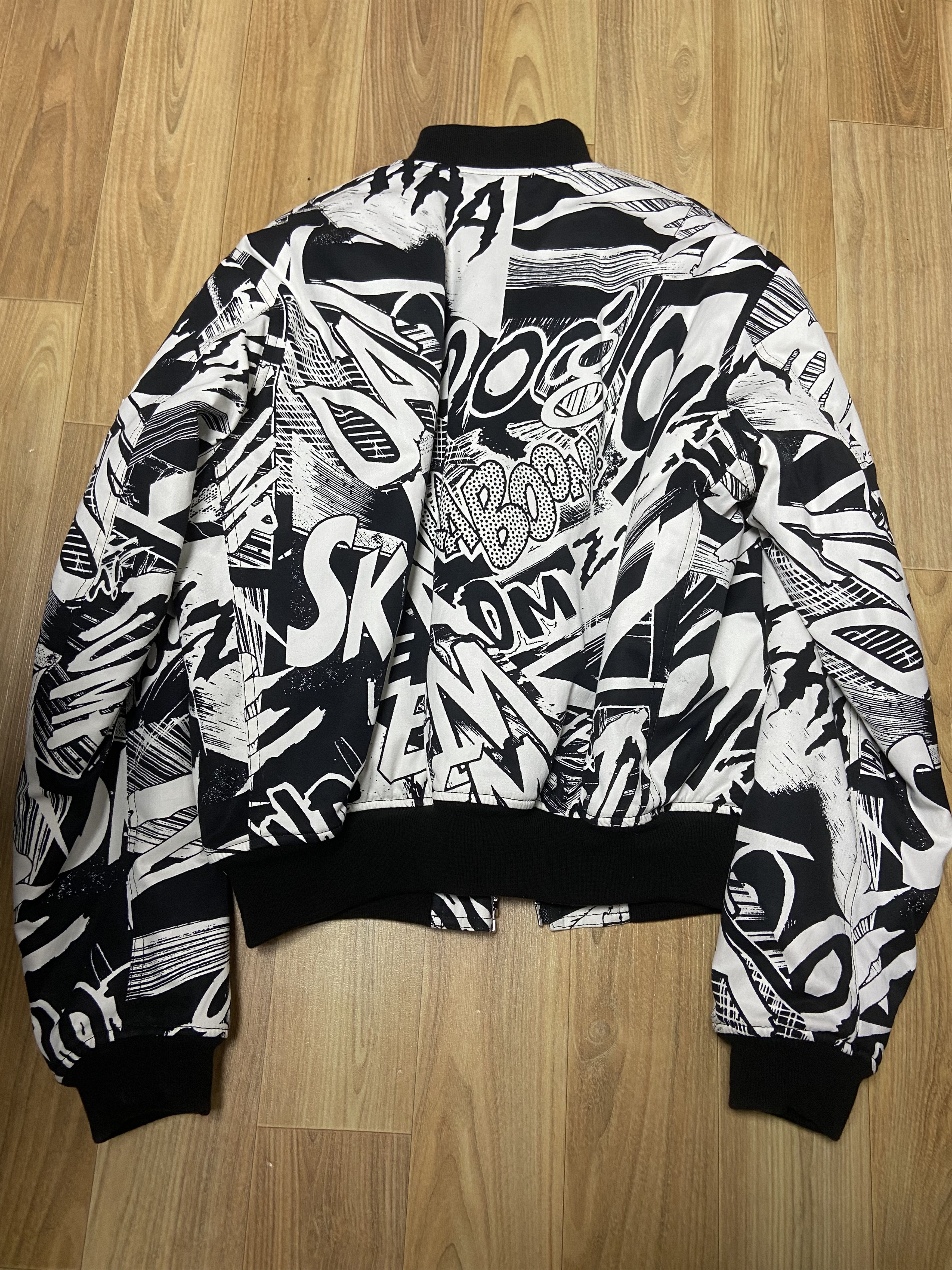image of M Celine Christian Marclay Cartoon Bomber Jacket in Ivory, Men's (Size Medium)