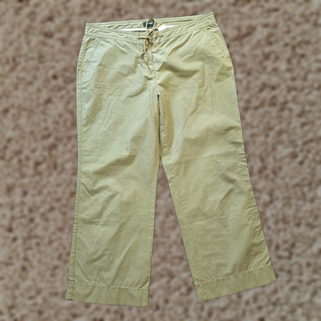 J.Crew J.CREW Pants Womens Size 4 Green Wide-Leg Cropped Drawstring Casual Y2K Size 27" / US 4 / IT 40 - 1 Thumbnail