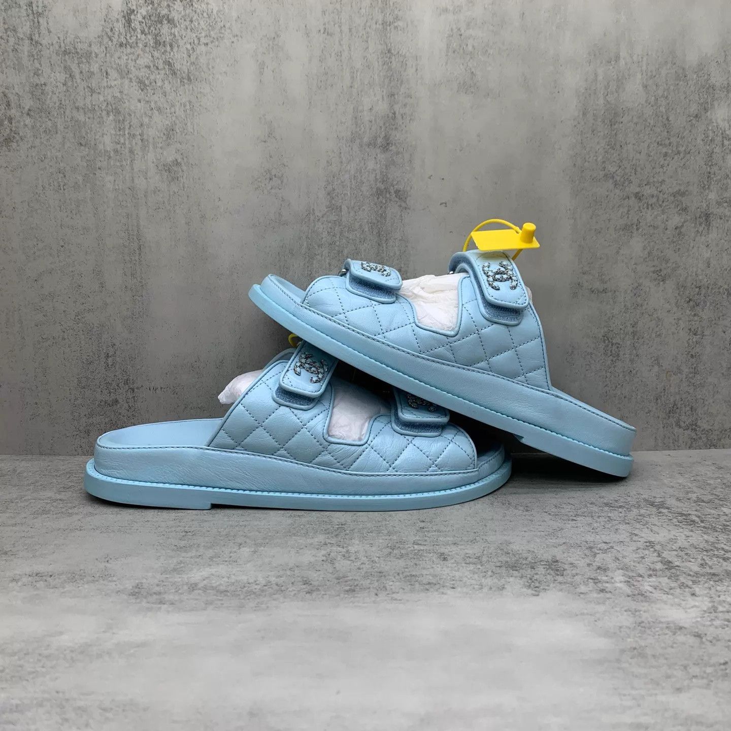 Chanel Chanel Blue Double C Velcro Sandals 37 Size US 6.5 / IT 36.5 - 2 Thumbnail