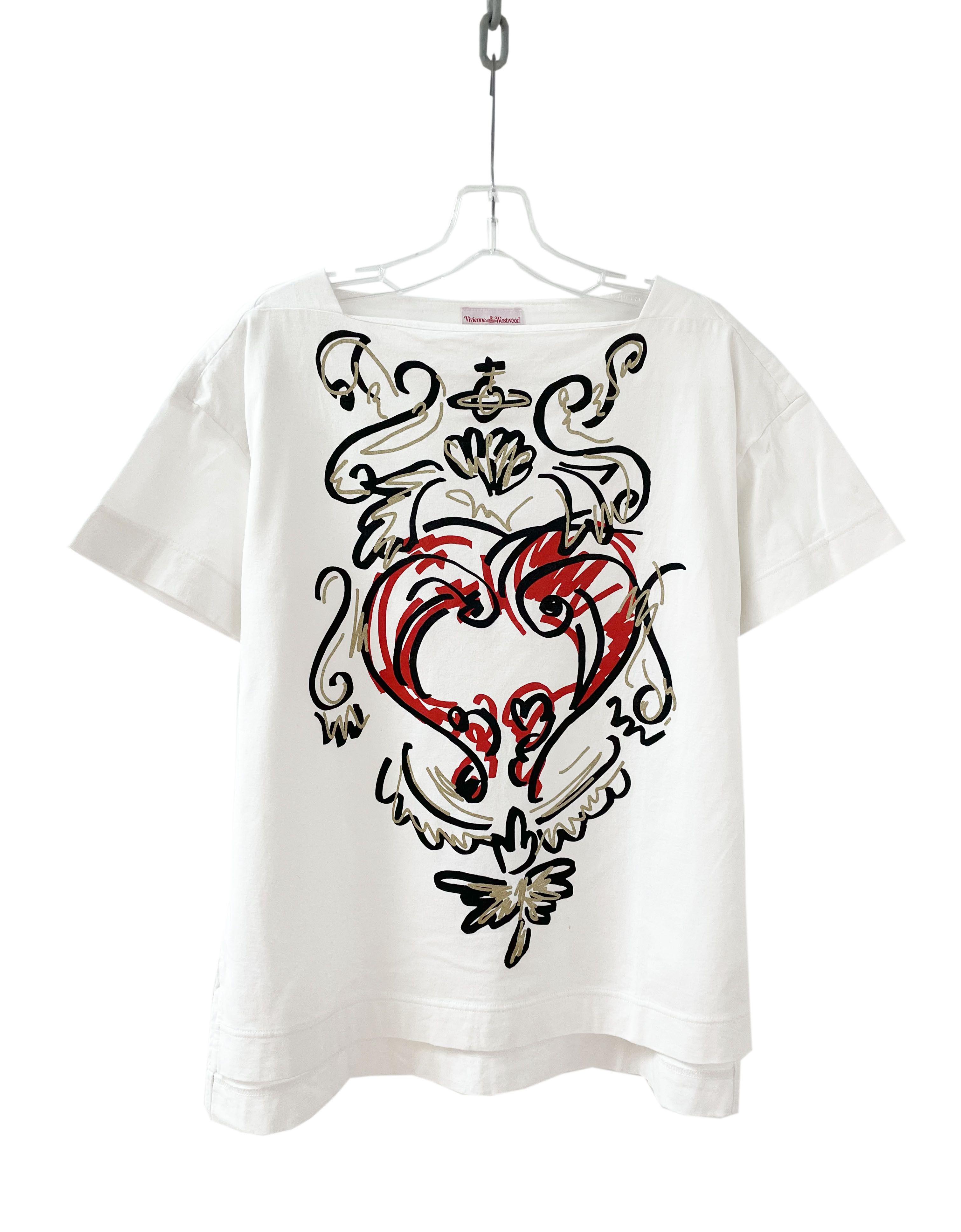 image of Vivienne Westwood Heart Orb T-Shirt in White, Men's (Size Medium)