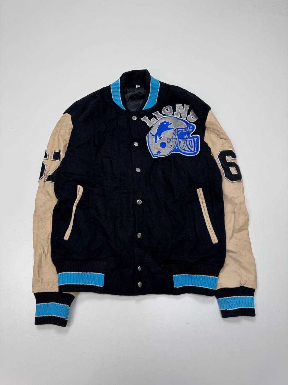 NFL Detroit Lions Vintage Varsity Jacket NFL Leather Sleeves Size US M / EU 48-50 / 2 - 1 Thumbnail