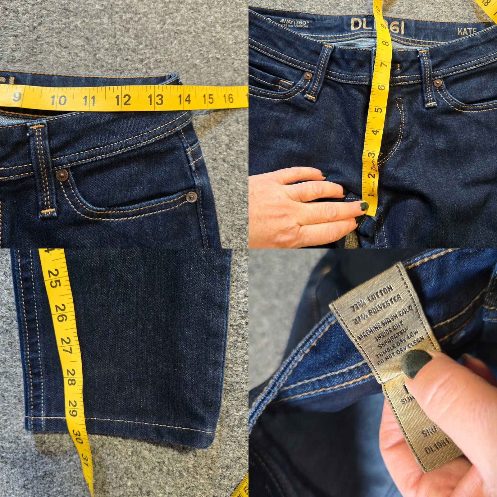 DL1961 DL1961 Jeans Womens Size 26 Blue Denim Kate Slim Straight Stretch Capsule Casual Jeans Women Slim Straight 5-Pocket Inseam 30 in Dark Wash Size 26" / US 2 / IT 38 - 8 Thumbnail