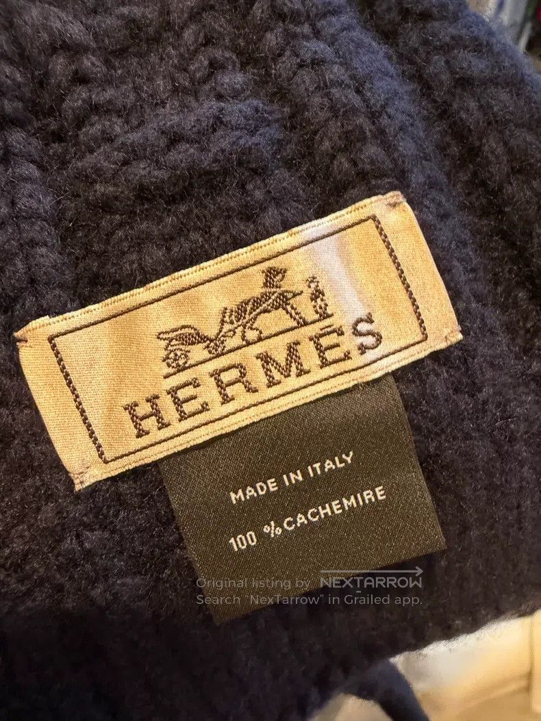 Hermes Hermes Dark Gray Goat Leather Knit Scarf Size ONE SIZE - 2 Thumbnail