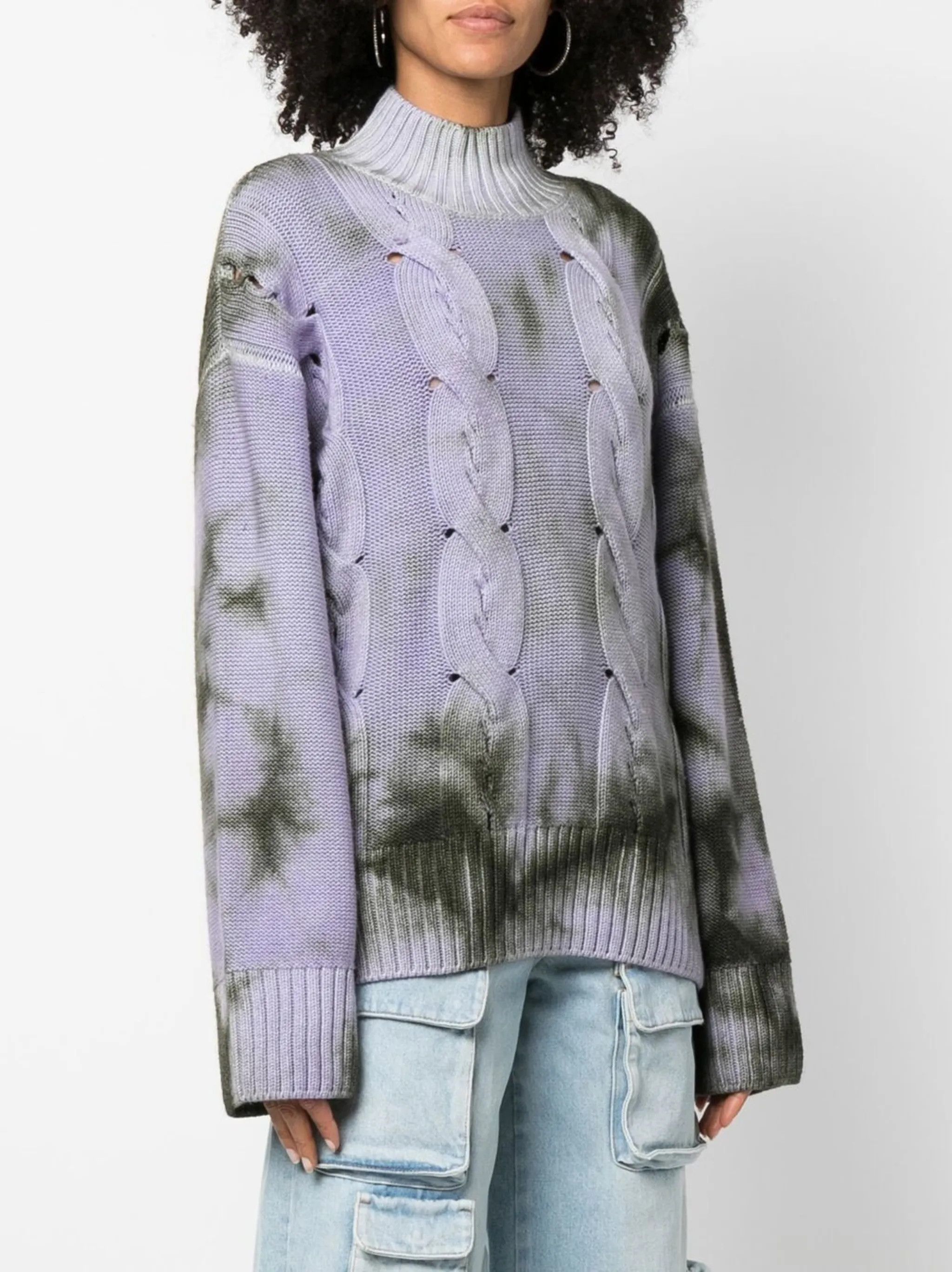 Off-White o1gr1nt0125 Tie Dye Turtleneck Sweater in Military Size XS / US 0-2 / IT 36-38 - 3 Thumbnail