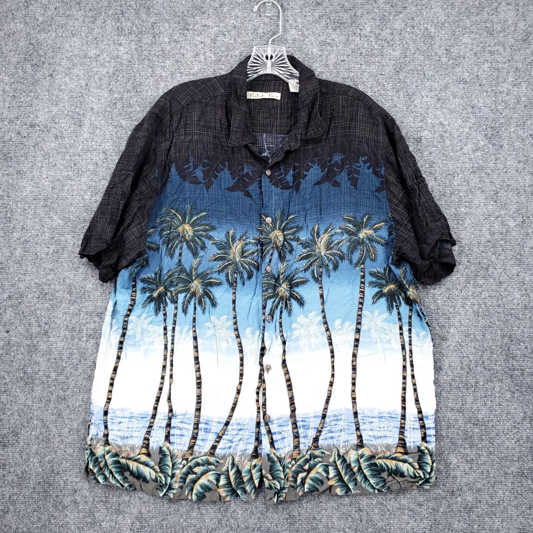 Vintage Batik Bay Shirt Mens XL Black Hawaiian Camp Palm Tree Short Sleeve Button-Up Size US XL / EU 56 / 4 - 2 Thumbnail