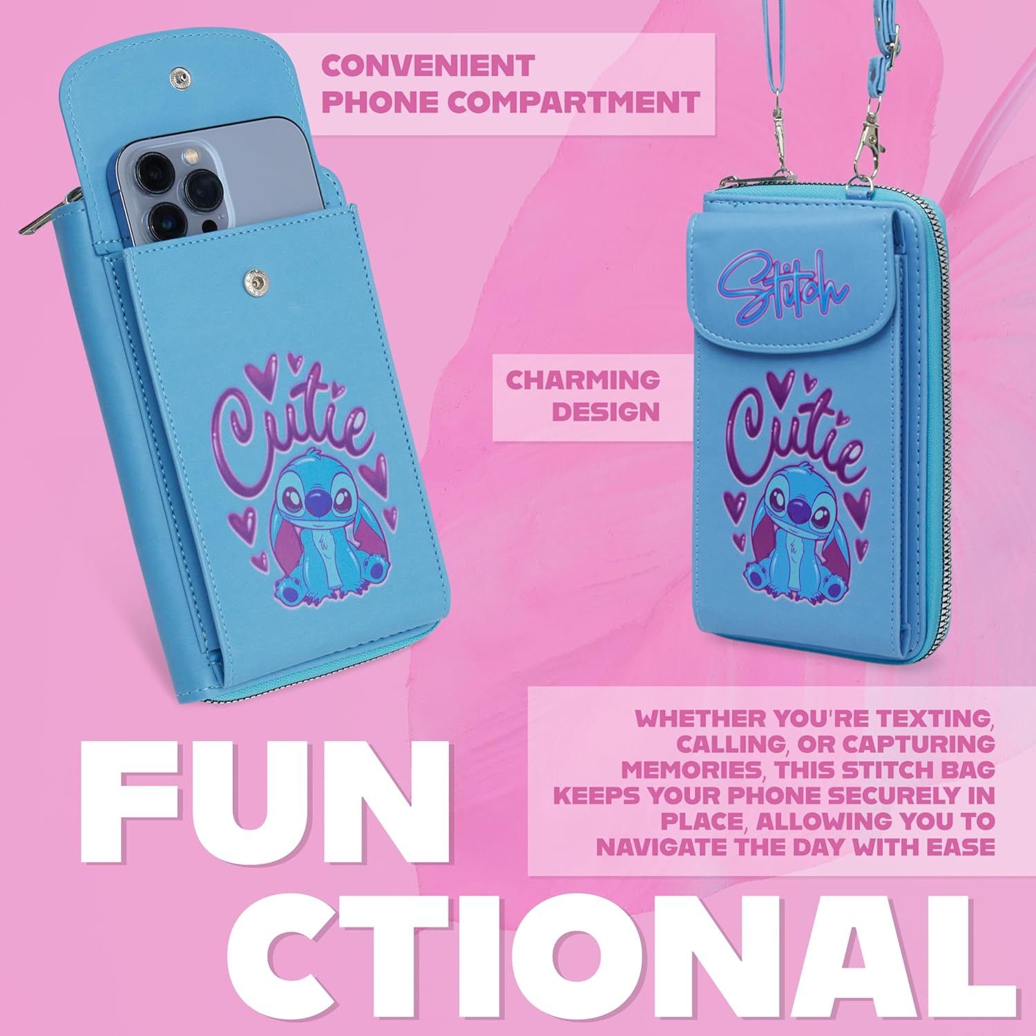 Disney Disney Lilo & Stitch Phone Pocket Card Slots Crossbody Bag Size ONE SIZE - 3 Thumbnail