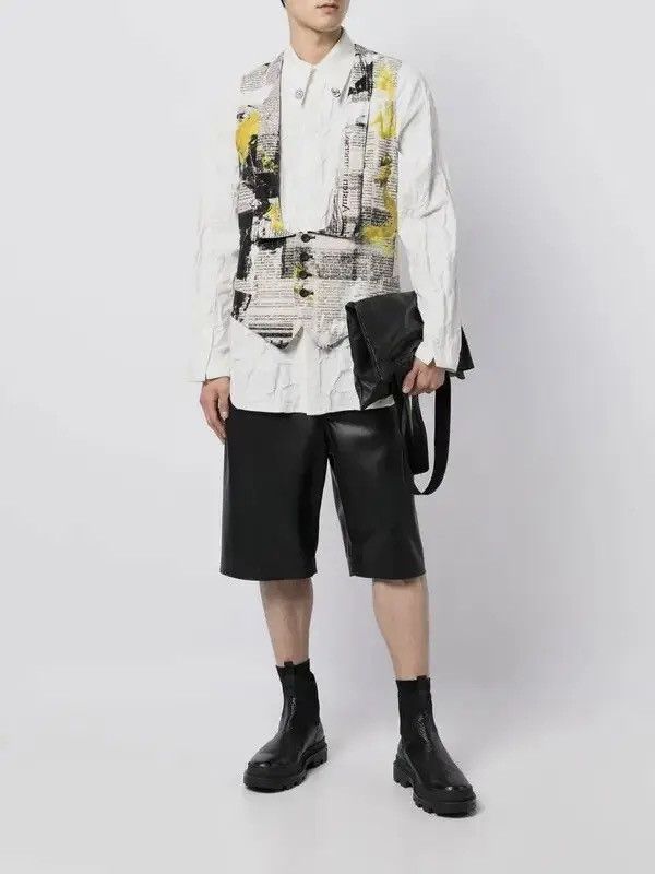 Yohji Yamamoto Yohji Yamamoto Pour Homme SS22 Newspaper-Print Vest Size 46R - 7 Thumbnail