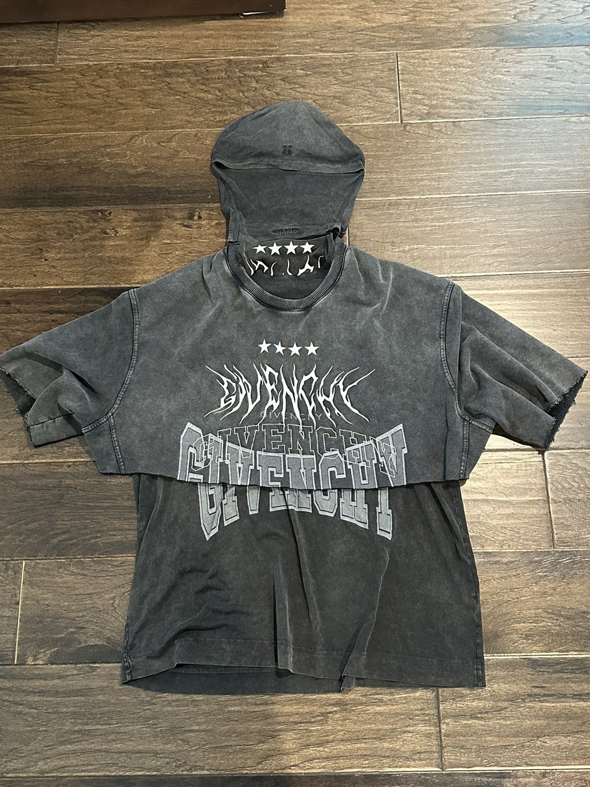 image of Givenchy Layered Balaclava Tee in Black, Men's (Size XL)