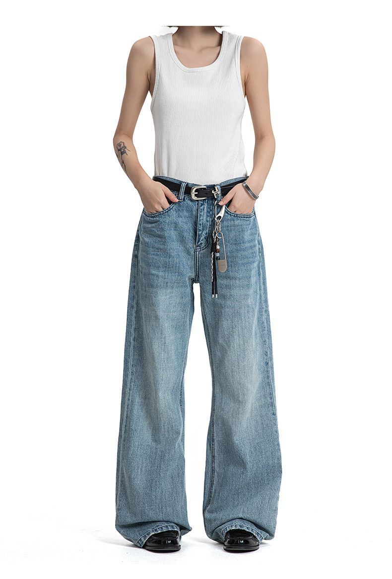 Japanese Brand Light-colored retro washed casual flared loose jeans Size US 32 / EU 48 - 2 Thumbnail