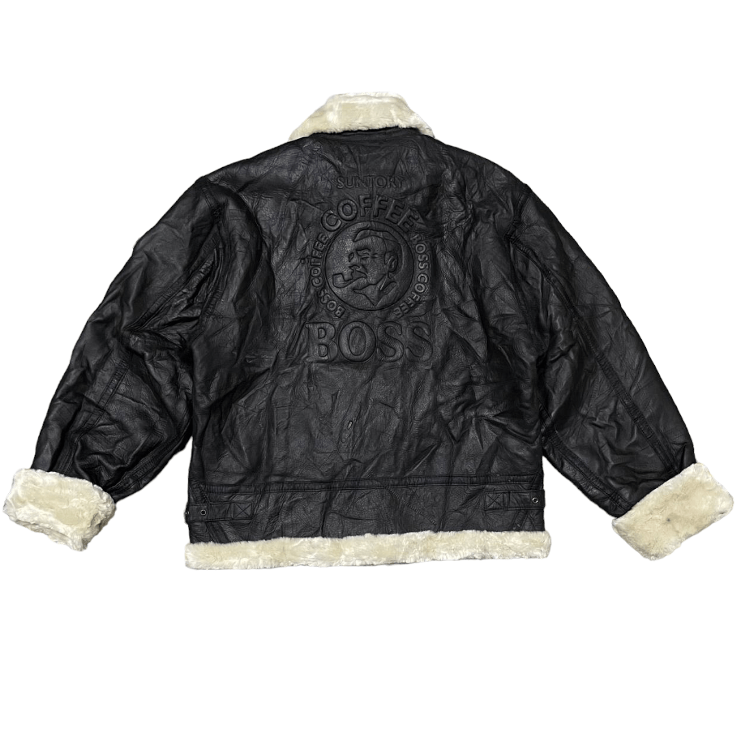 Japanese Brand Vintage 00's Suntory Boss Coffee Cowhide Leather Jacket Size US M / EU 48-50 / 2 - 1 Thumbnail