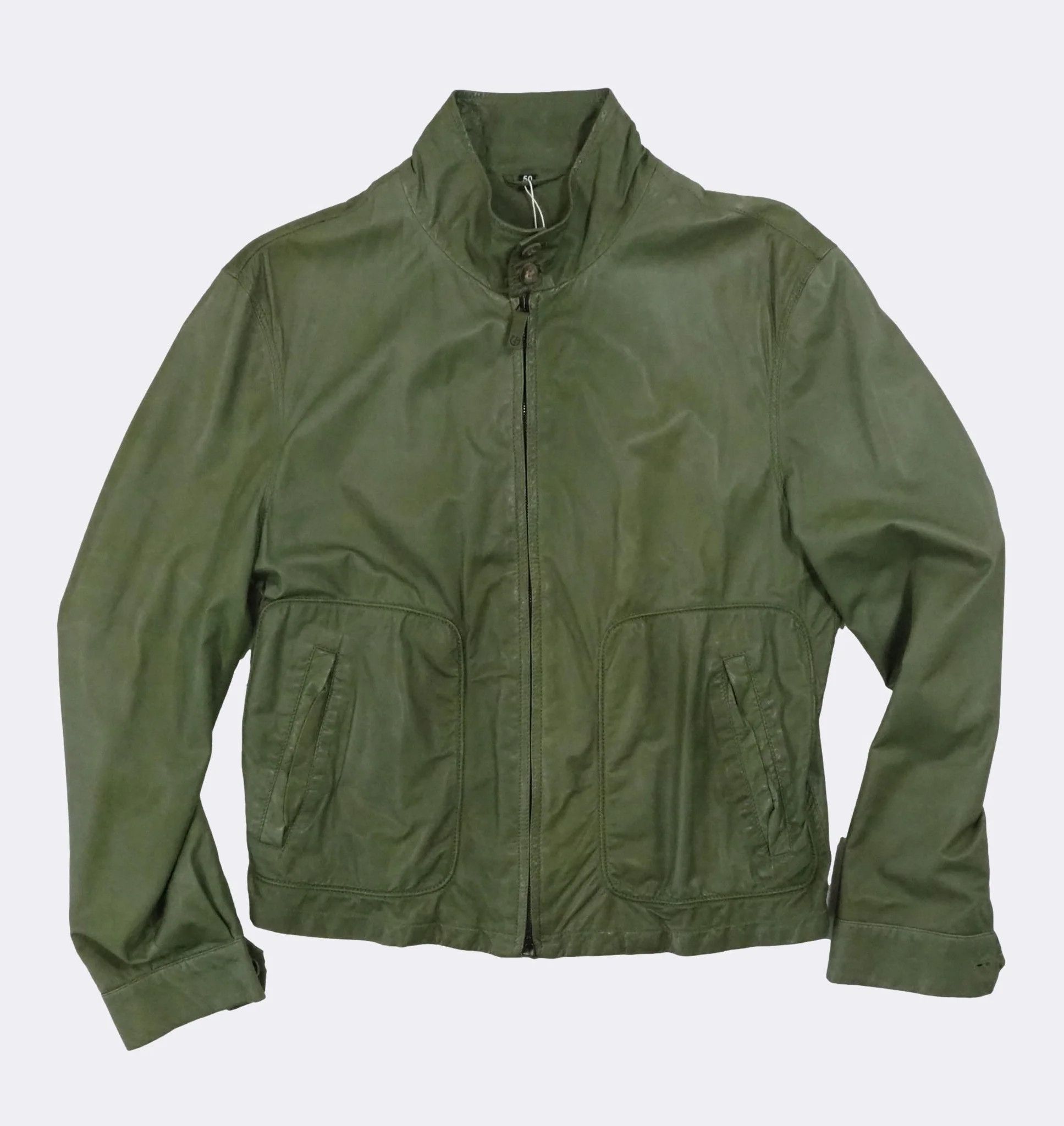 Giorgio Armani Men's Giorgio Armani Lightweight Green Leather Jacket $2083 Size US M / EU 48-50 / 2 - 10 Thumbnail