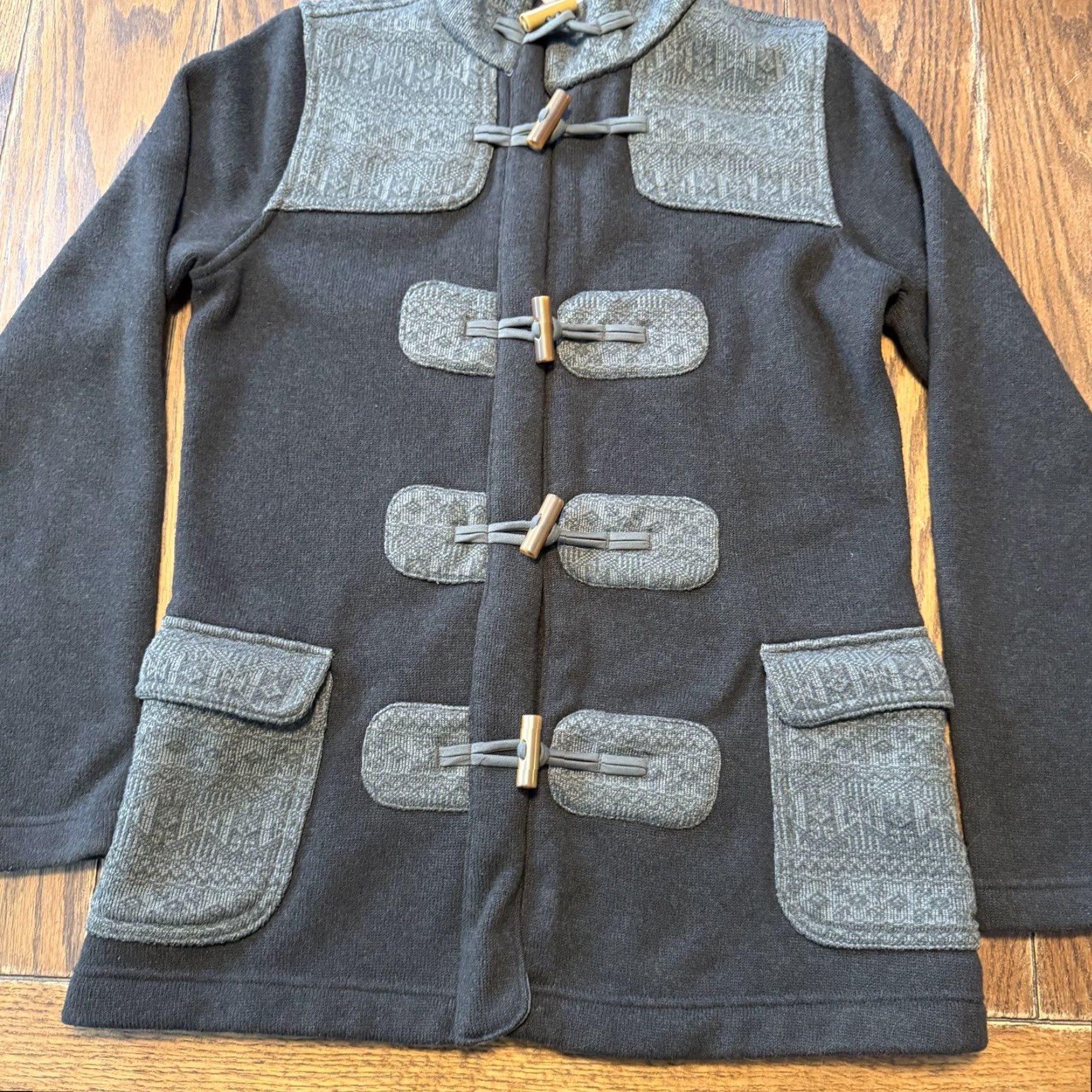 Patagonia Patagonia Womens Medium Black Gray Toggle Hooded Duffle Fleece Jacket Icelandic Parka Described as Great Condition Size M / US 6-8 / IT 42-44 - 2 Thumbnail