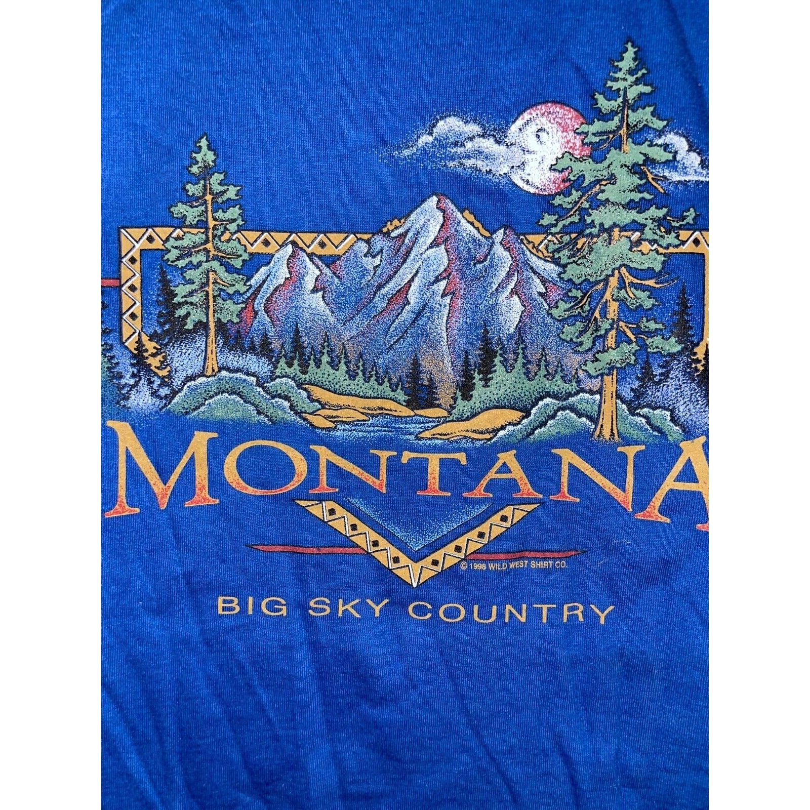 Jerzees Vintage Montana Shirt Big Sky Country Blue Tee VTG 90s Large Size US L / EU 52-54 / 3 - 2 Thumbnail