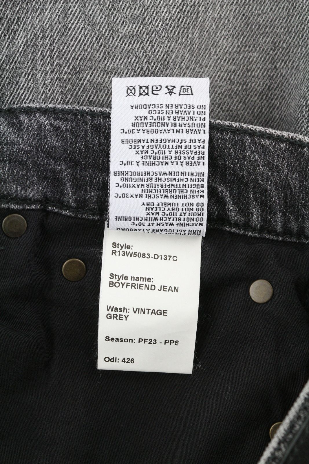 R13 BOYFRIEND 27 Vintage Grey Washed Zip Ankle 85463 Size 27" / US 4 / IT 40 - 7 Thumbnail