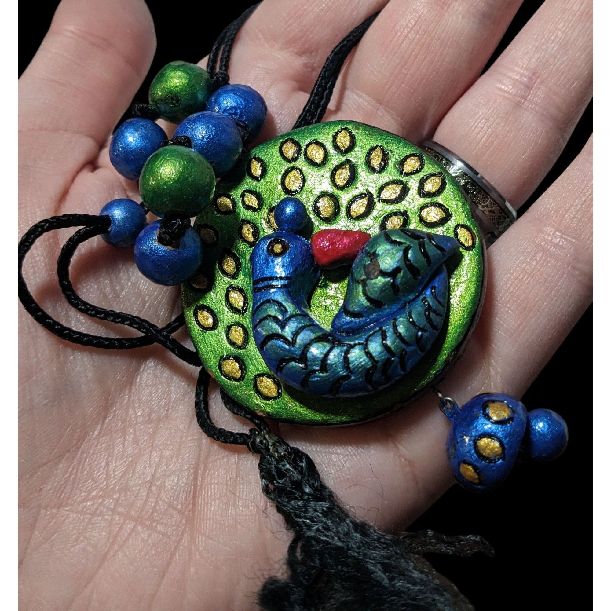 Other Vintage Terra Cotta Medallion Metallic Peacock Pendant Neckl Size ONE SIZE - 10 Thumbnail