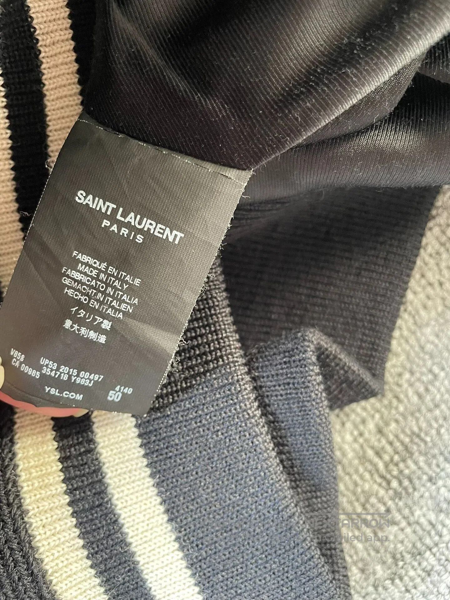 Saint Laurent Paris Saint Laurent Navy Wool Leather Sleeve Jacket. Size US M / EU 48-50 / 2 - 7 Thumbnail