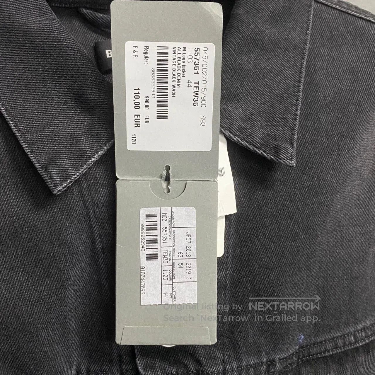 Balenciaga Balenciaga Black Green Embroidered Logo Denim Jacket. Size US S / EU 44-46 / 1 - 4 Thumbnail