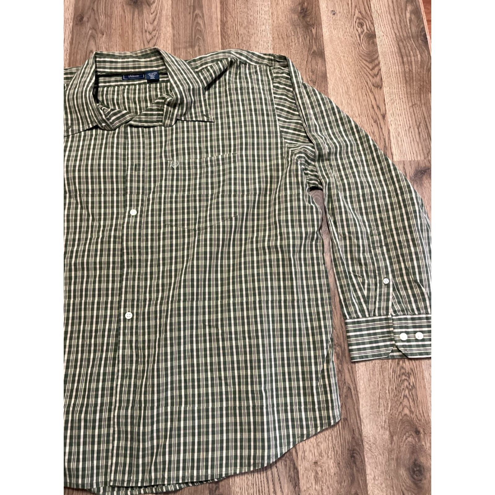 Vintage Salt Water Shirt Men 2XL Plaid Button-Up Long Sleeve Green Gray Shirt Size US XXL / EU 58 / 5 - 4 Thumbnail