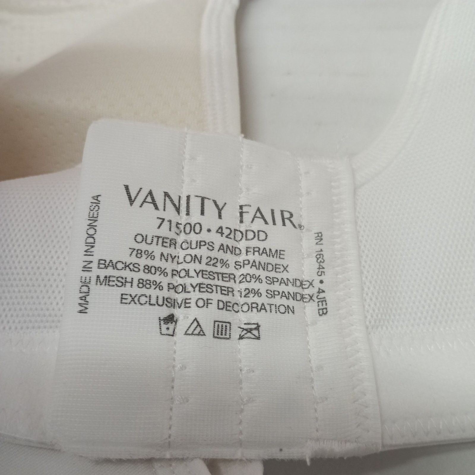 Other Vanity Fair 71500 Full Figure Bra Women's Size 42DDD White Size ONE SIZE - 5 Thumbnail