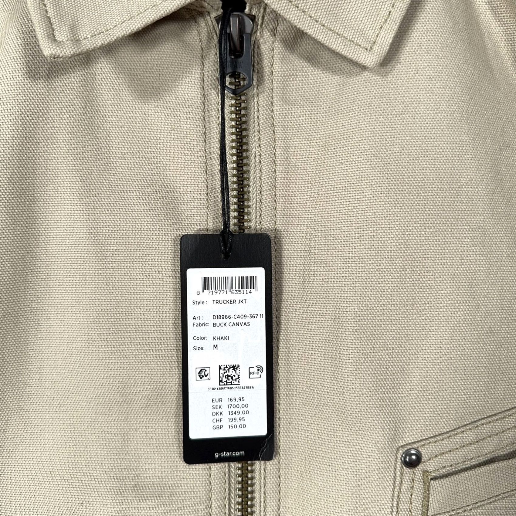 Vintage G-Star RAW Trucker Jacket Mens M Khaki Buck Canvas Full Zip Lined Pockets Bomber Button Zipper Casual Workwear Size US M / EU 48-50 / 2 - 4 Thumbnail