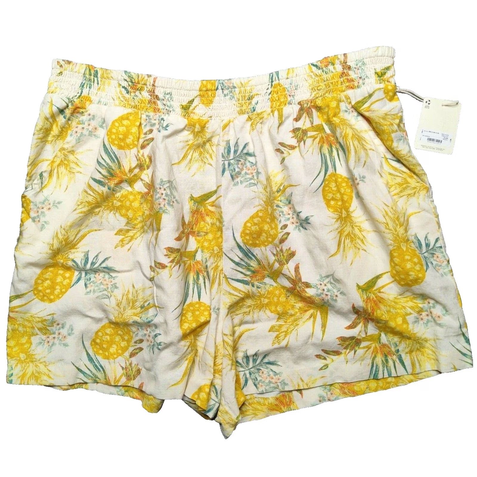 Vintage ANA Women 2XL Allover Pineapple Print Rayon Linen Blend Pull-On Shorts NEW Size 40" / US 18 - 2 Thumbnail